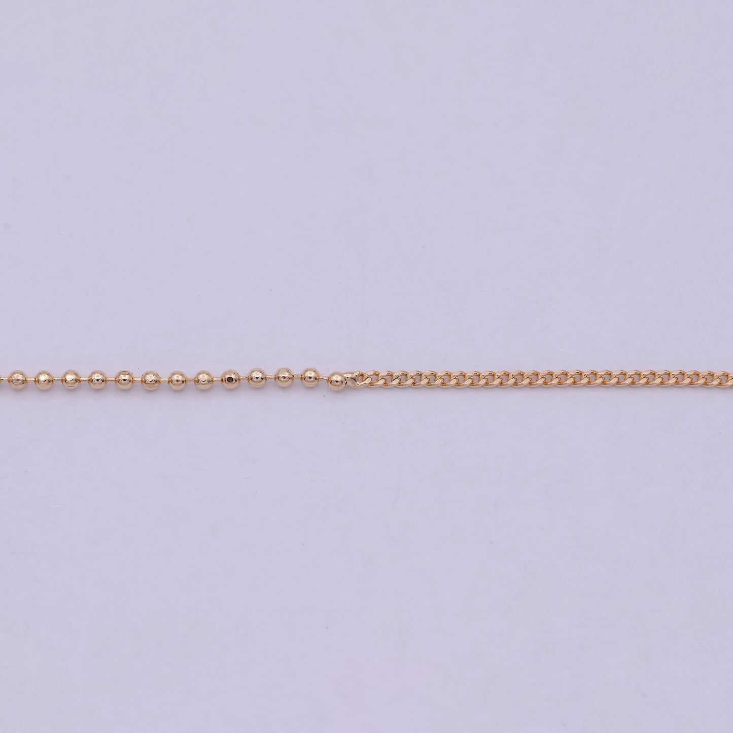 18 inch Long Fusion Necklace Beaded With Curb Chain Fancy Chain Necklace in 18k Gold Filled 1.1 mm Thickness | WA-538