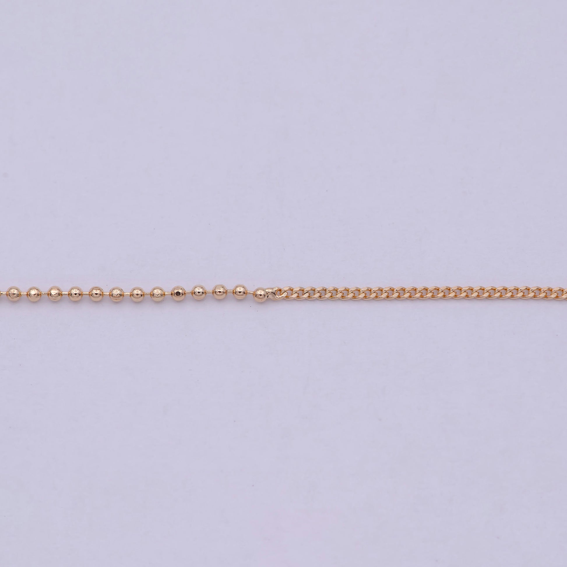 18 inch Long Fusion Necklace Beaded With Curb Chain Fancy Chain Necklace in 18k Gold Filled 1.1 mm Thickness | WA-538