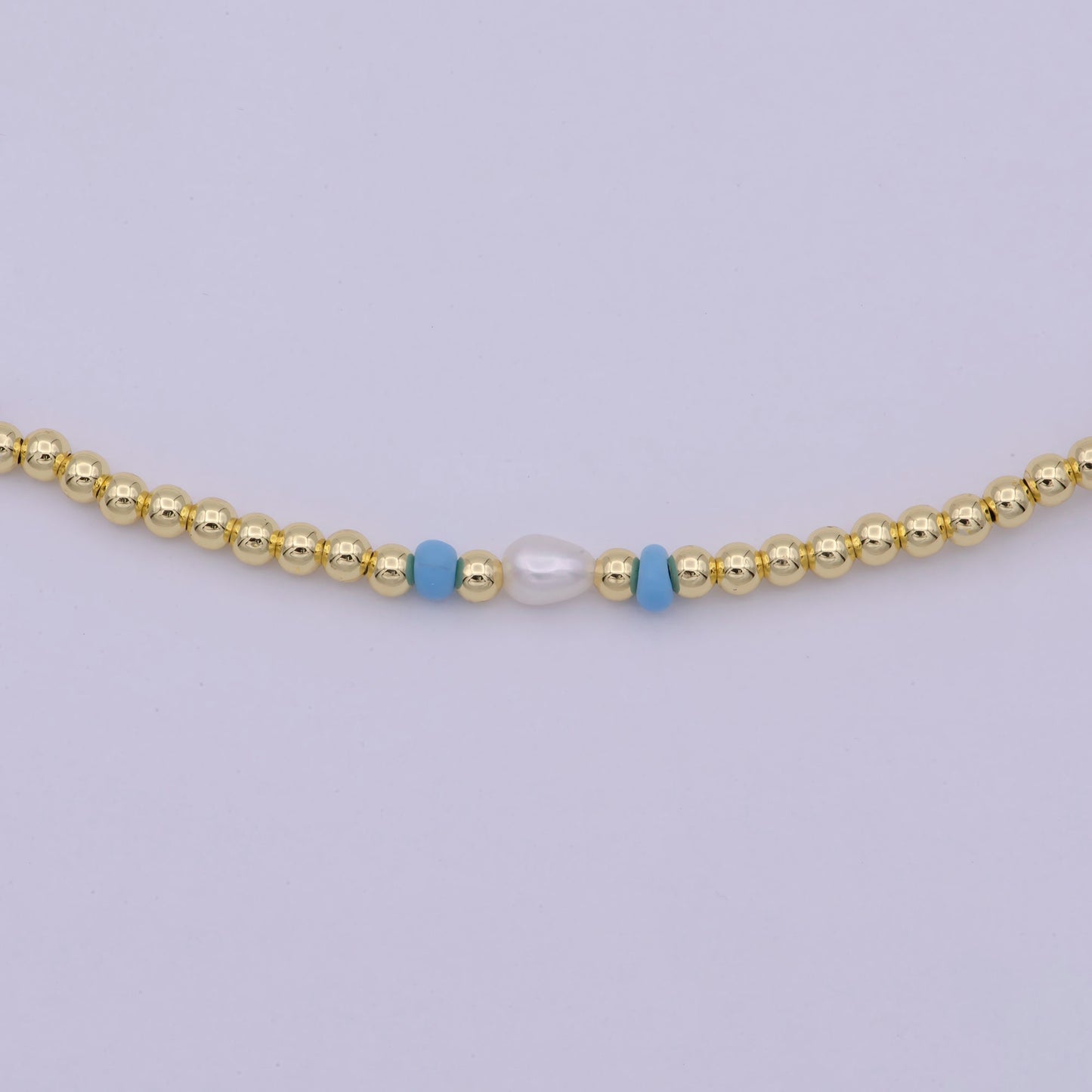 Gold filled Bead necklace,minimal delicate necklace, dainty Pearl gradient necklace,colorful beaded boho crystal necklace | WA-546