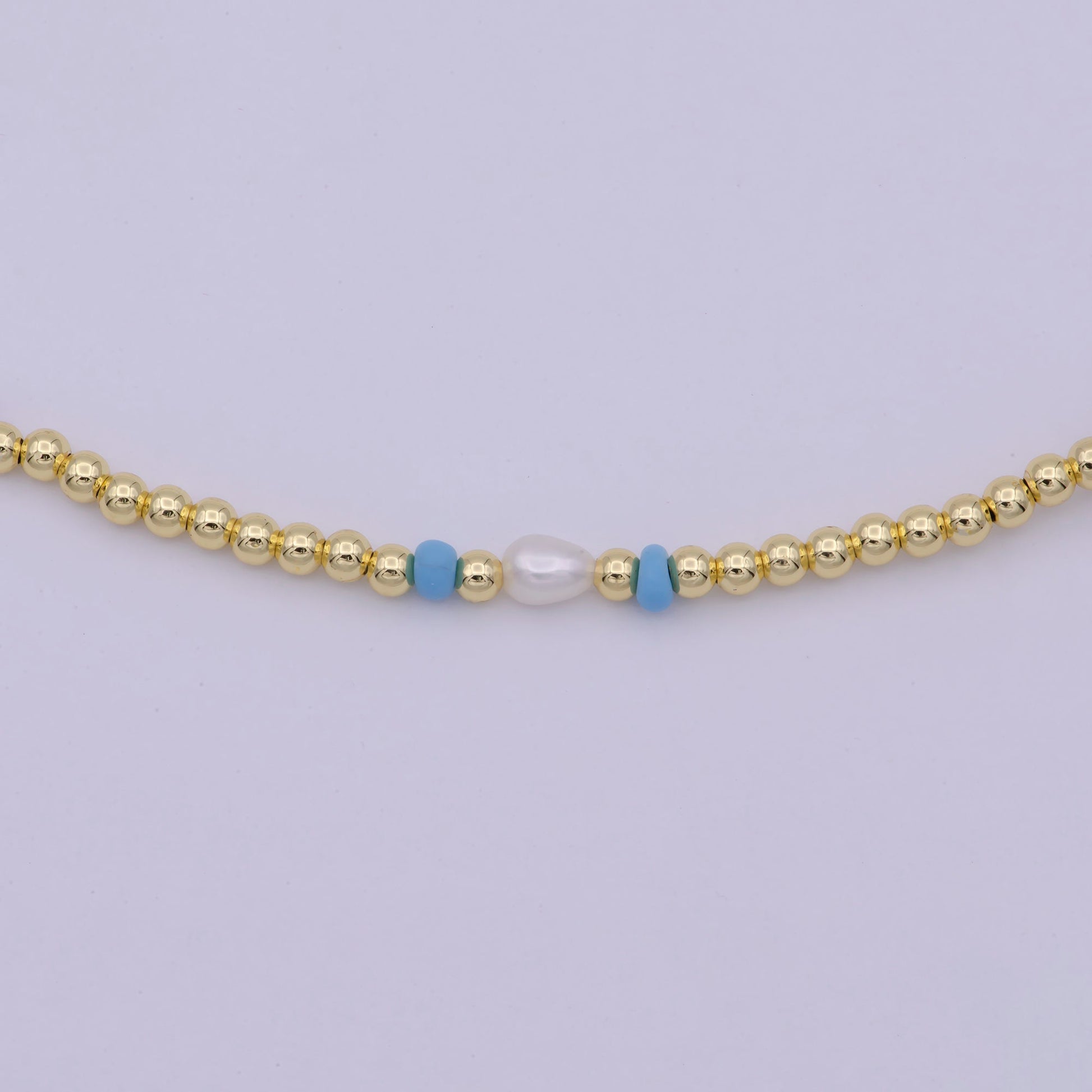 Gold filled Bead necklace,minimal delicate necklace, dainty Pearl gradient necklace,colorful beaded boho crystal necklace | WA-546