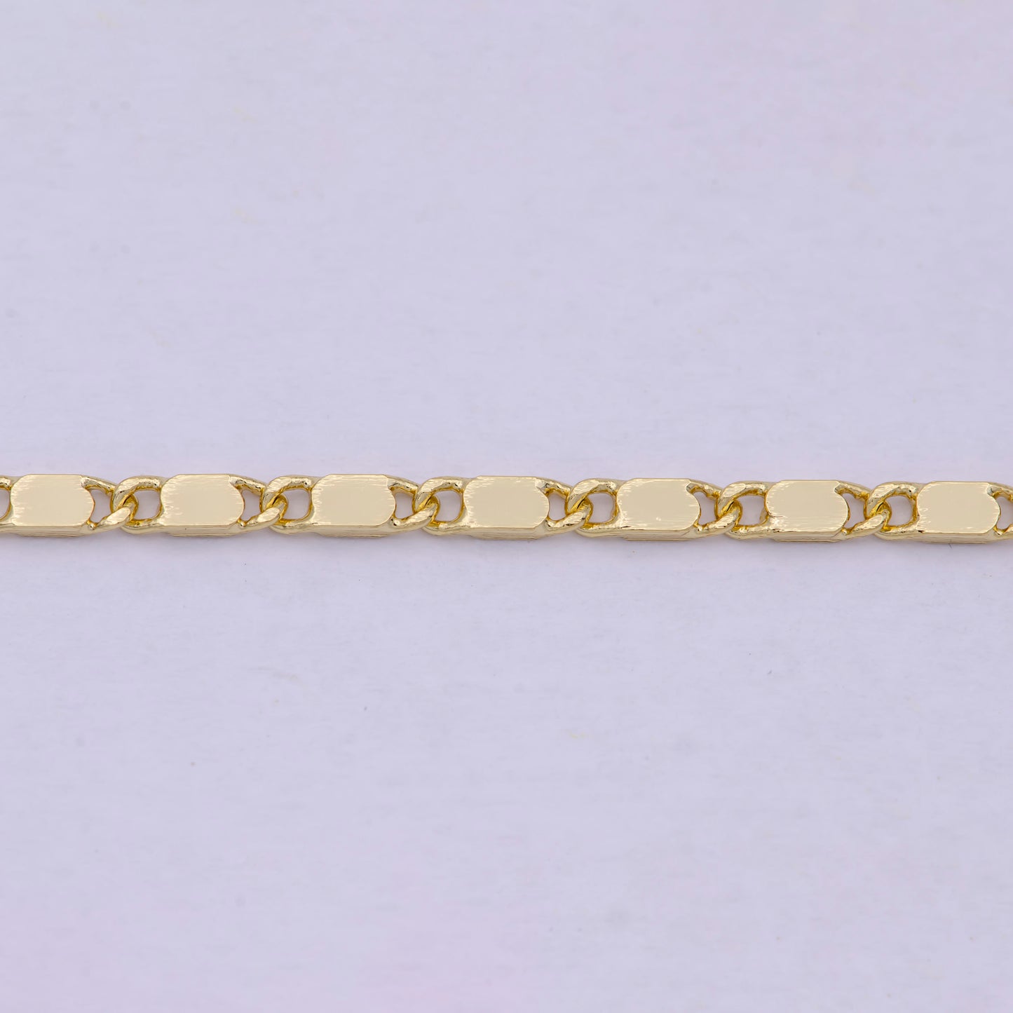 23.5 Inch Unique Finished Chain, 14K Gold Filled Flat Link Chain, Dainty 2.4mm Unique Necklace with Lobster Clasps | WA-621
