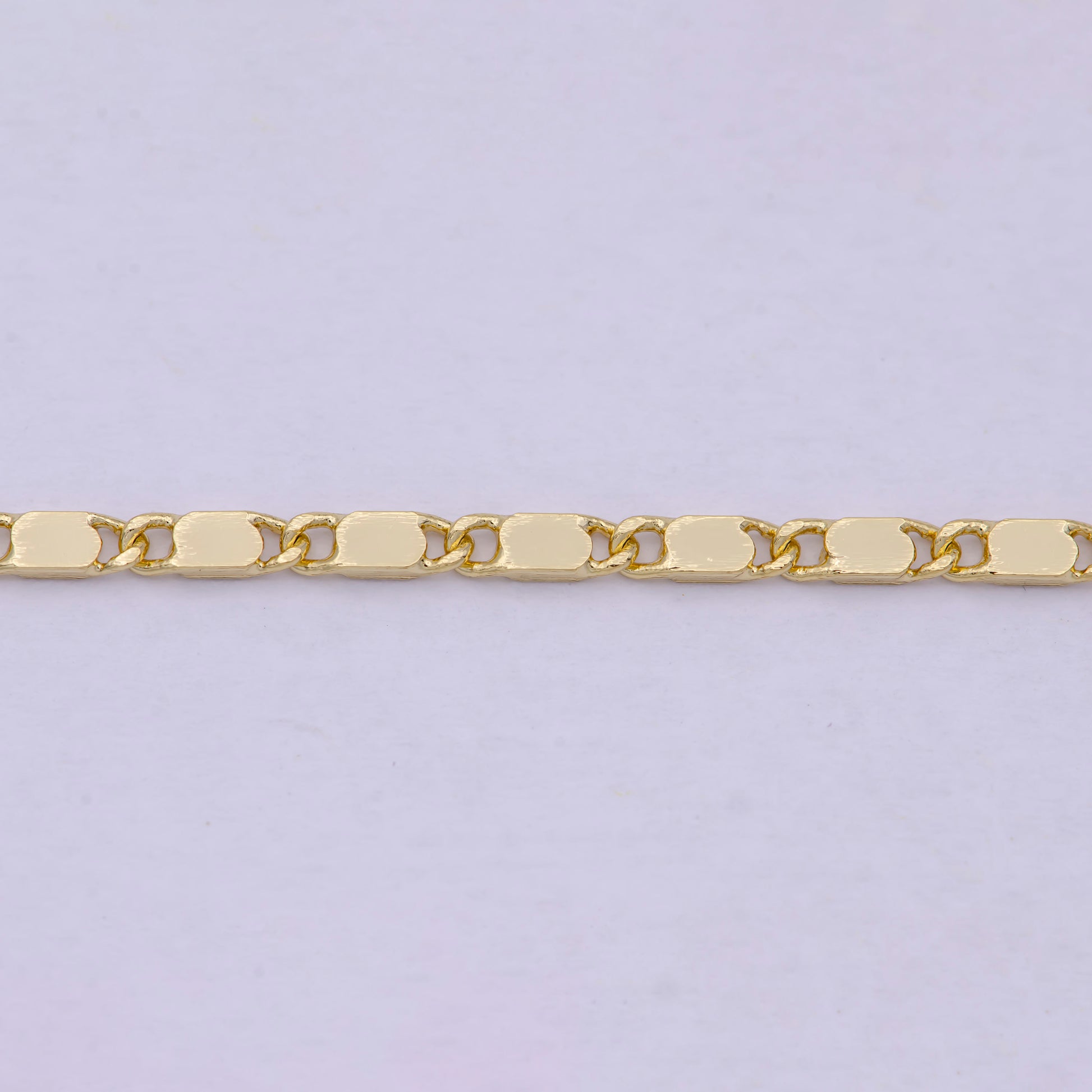 23.5 Inch Unique Finished Chain, 14K Gold Filled Flat Link Chain, Dainty 2.4mm Unique Necklace with Lobster Clasps | WA-621