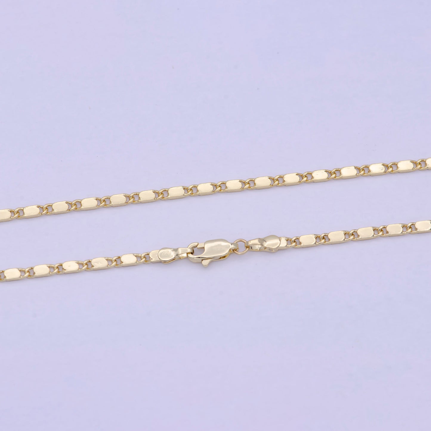23.5 Inch Unique Finished Chain, 14K Gold Filled Flat Link Chain, Dainty 2.4mm Unique Necklace with Lobster Clasps | WA-621