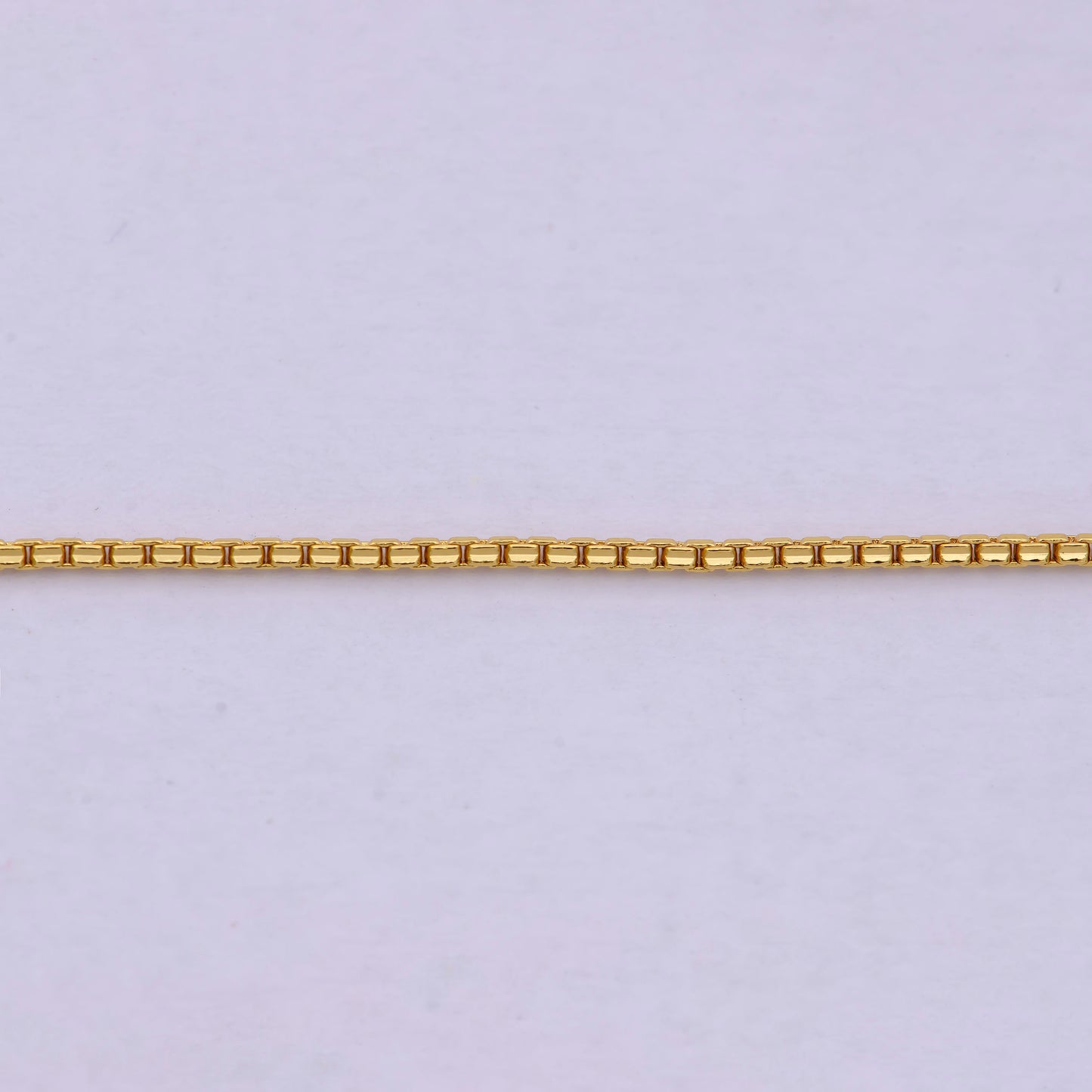 17.7 Inch Box Finished Chain, Dainty 1.1mm 24K Gold Plated Box Necklace with Spring Ring | WA-624