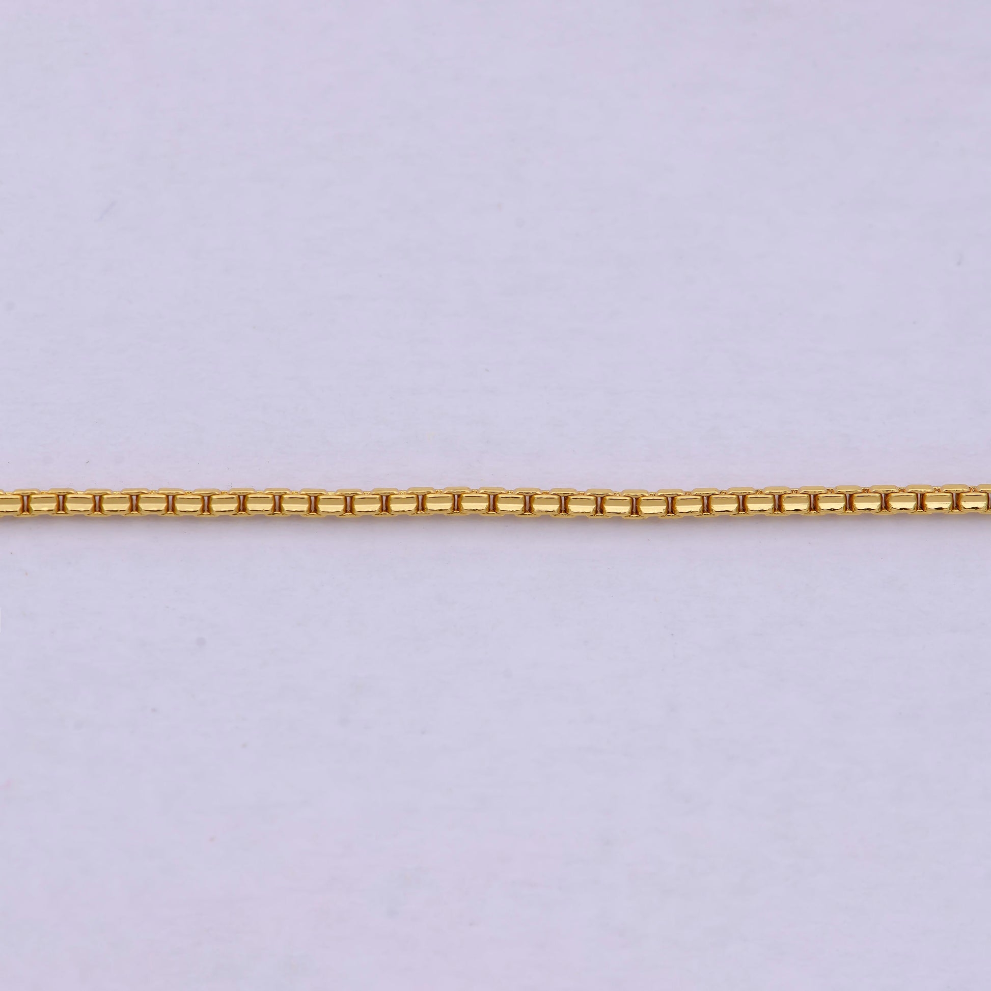 17.7 Inch Box Finished Chain, Dainty 1.1mm 24K Gold Plated Box Necklace with Spring Ring | WA-624