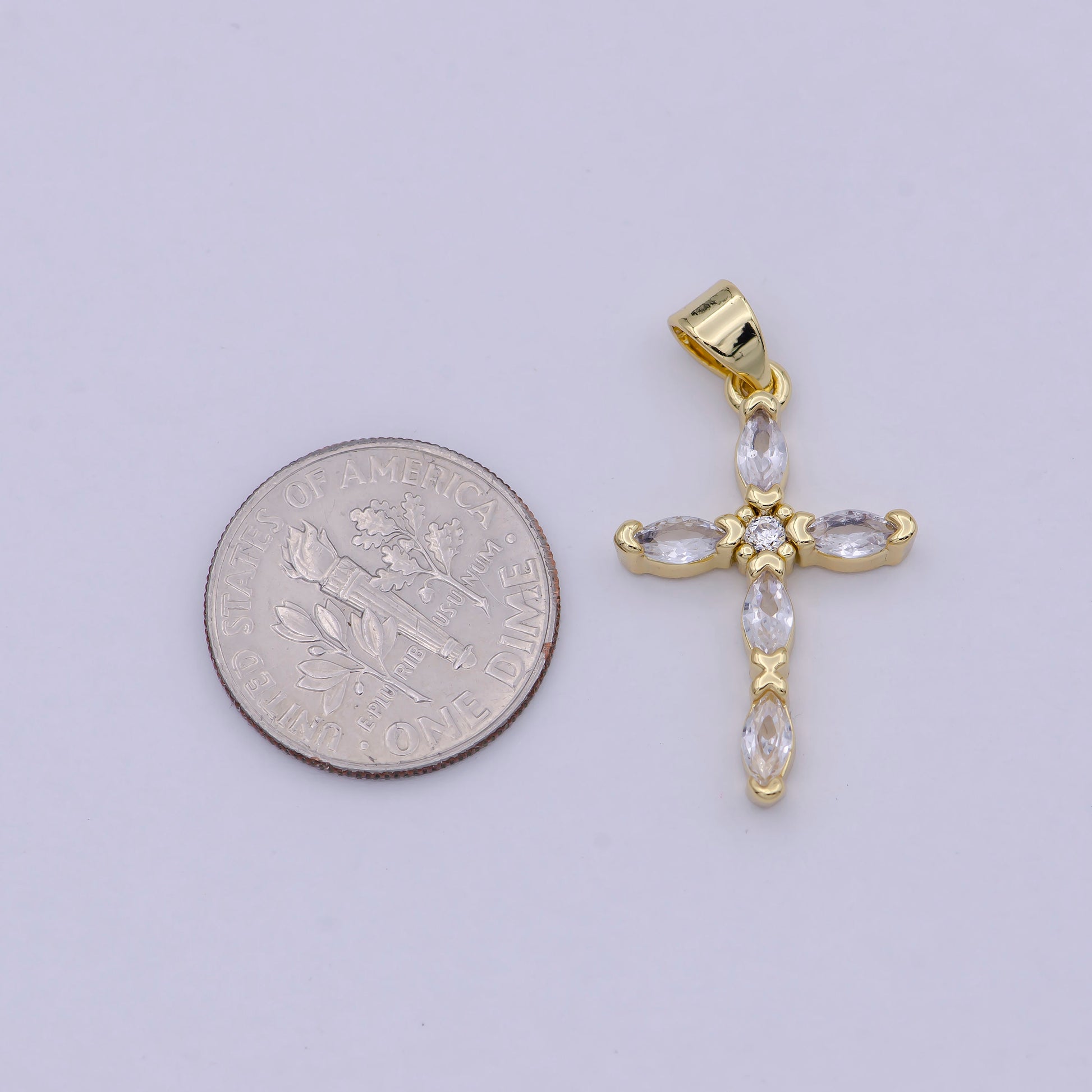 Dainty Crystal Cross Pendant for Necklace Charm Rosary Earring Component Cubic Zirconia Stone Cross for Jewelry Making Supply N-586