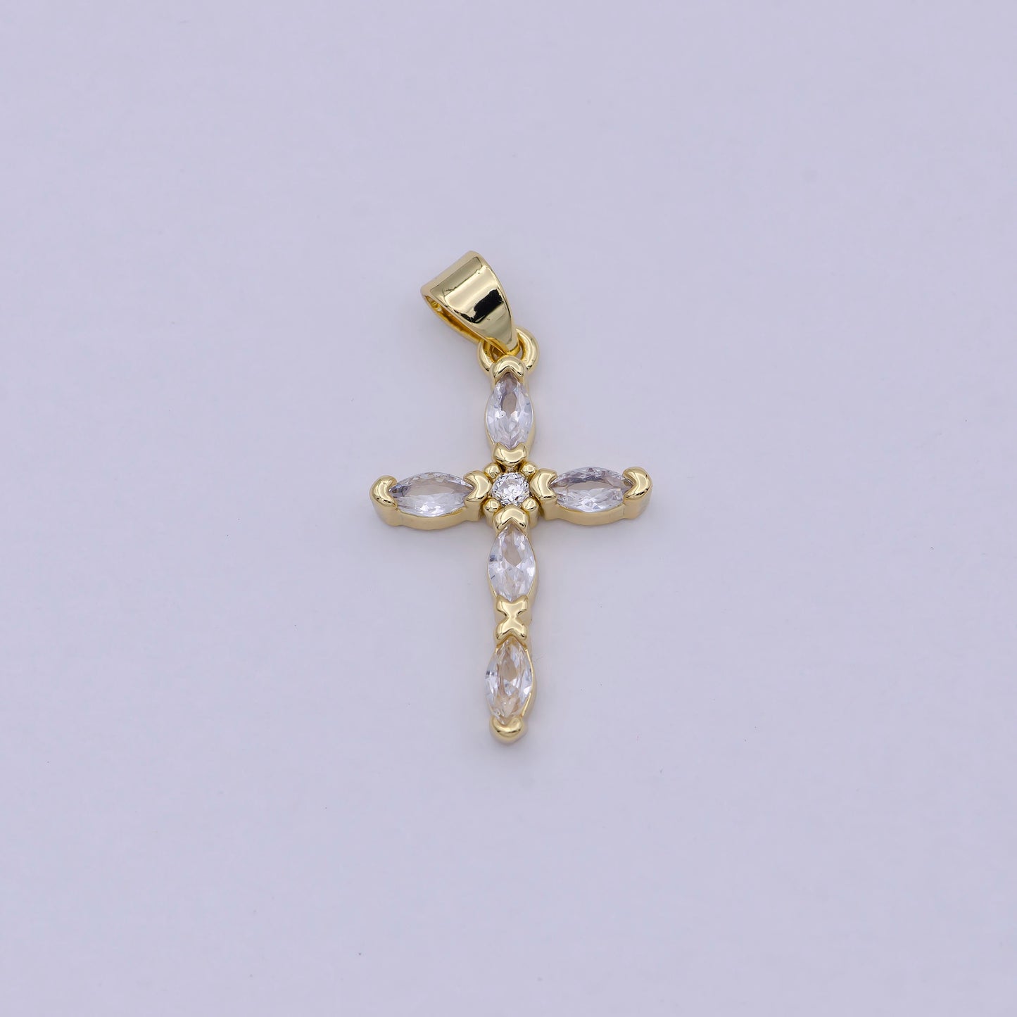 Dainty Crystal Cross Pendant for Necklace Charm Rosary Earring Component Cubic Zirconia Stone Cross for Jewelry Making Supply N-586