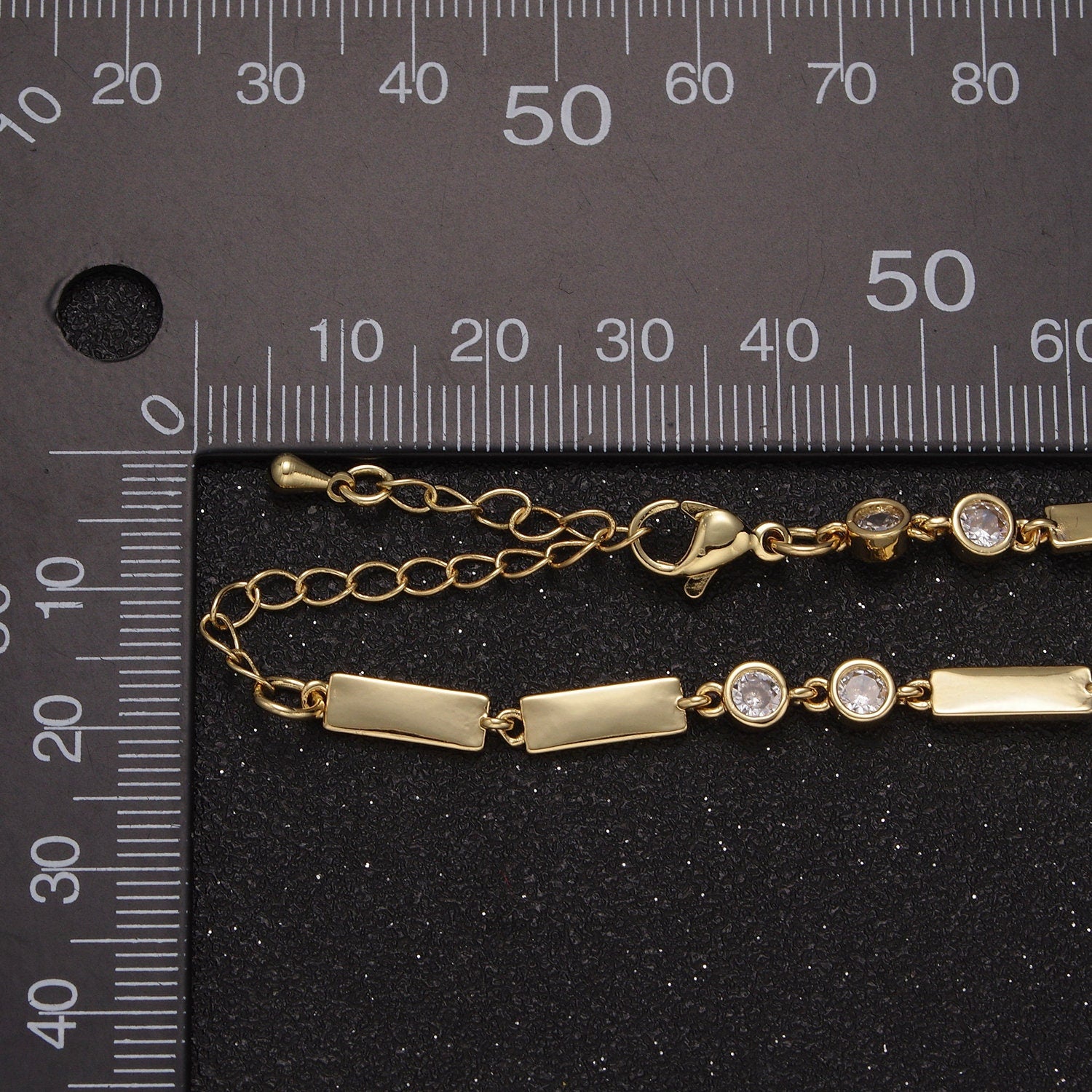 Gold Bezel Chain Necklace, Flat Bar Satellite Layered Jewelry • Layering Necklace for Statement Necklace WA-739