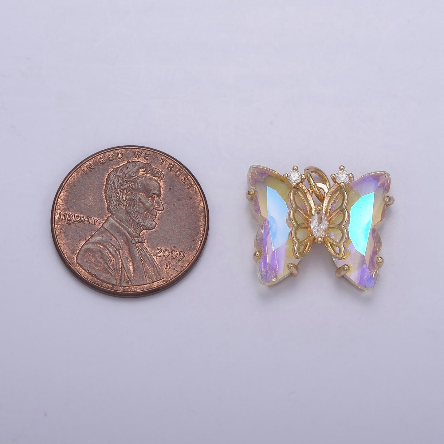 AB Color Butterfly Charm Glass Crystal Monarch Pendant Add on Charm for Bracelet Necklace Earring N-855