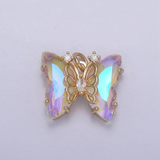 AB Color Butterfly Charm Glass Crystal Monarch Pendant Add on Charm for Bracelet Necklace Earring N-855