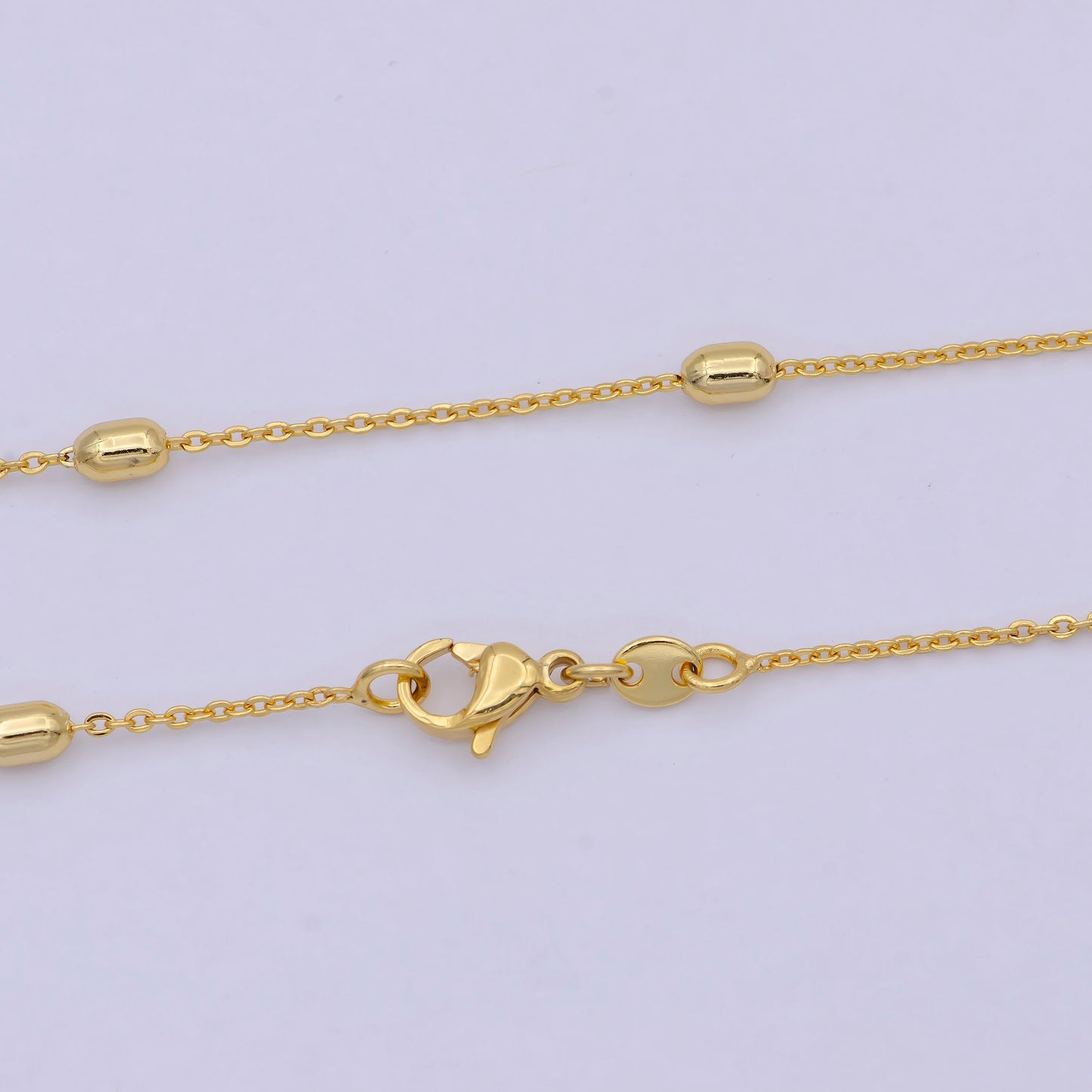 1 mm Satellite necklace, 24k gold plated chain Bead, Dainty gold plated chain, minimalist necklace 17.7 inch chain WA-741