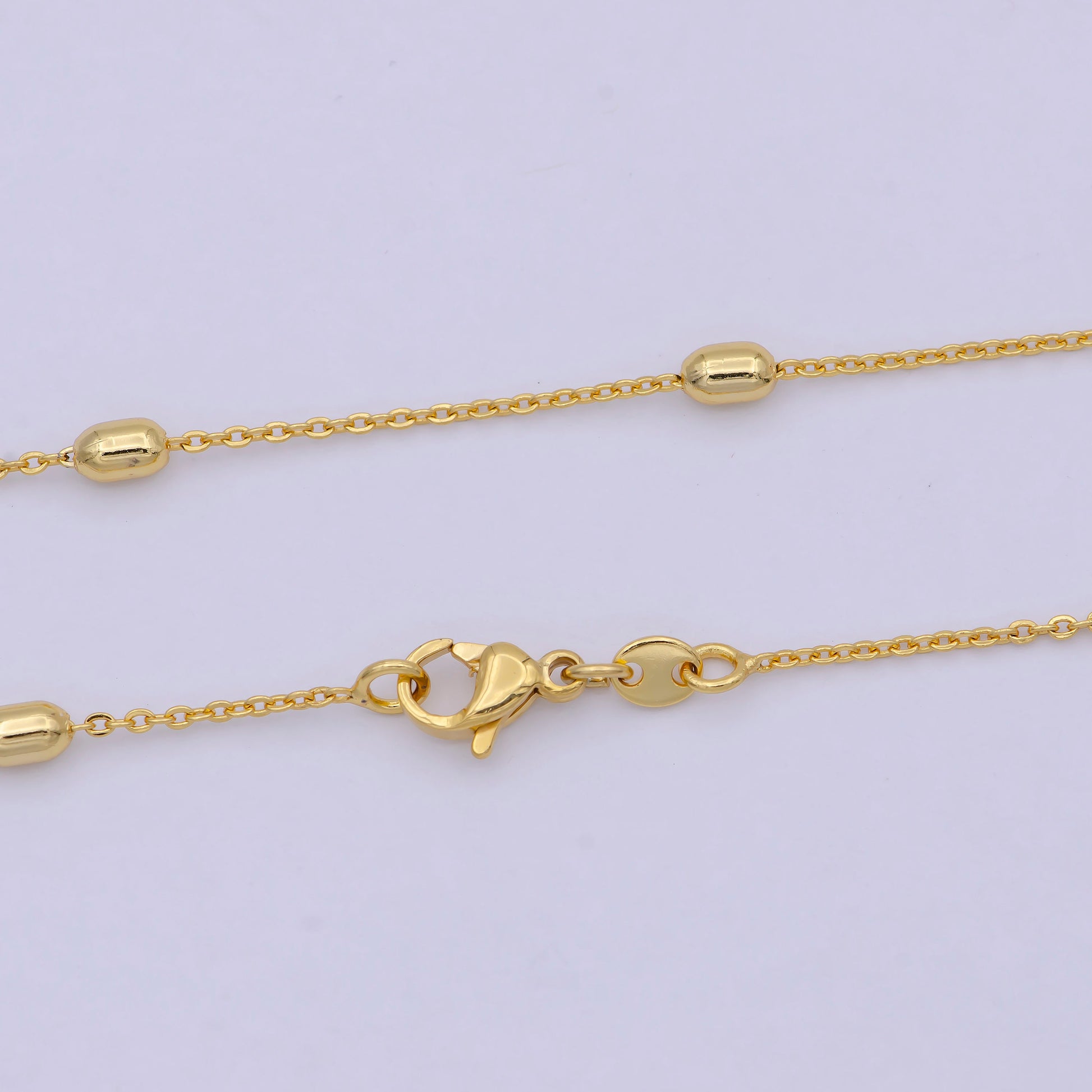 1 mm Satellite necklace, 24k gold plated chain Bead, Dainty gold plated chain, minimalist necklace 17.7 inch chain WA-741