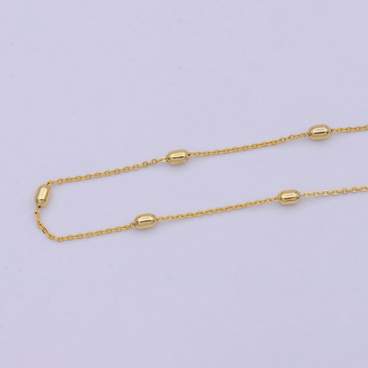 1 mm Satellite necklace, 24k gold plated chain Bead, Dainty gold plated chain, minimalist necklace 17.7 inch chain WA-741