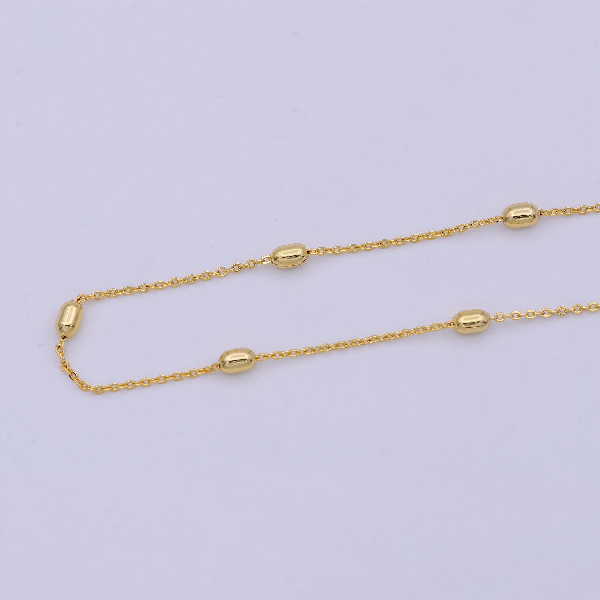 1 mm Satellite necklace, 24k gold plated chain Bead, Dainty gold plated chain, minimalist necklace 17.7 inch chain WA-741