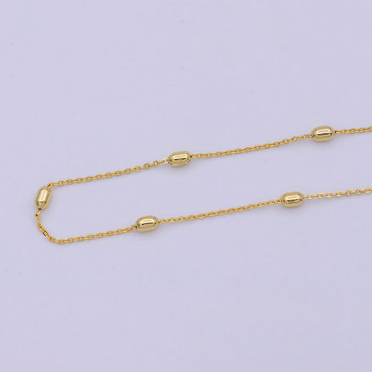 1 mm Satellite necklace, 24k gold plated chain Bead, Dainty gold plated chain, minimalist necklace 17.7 inch chain WA-741