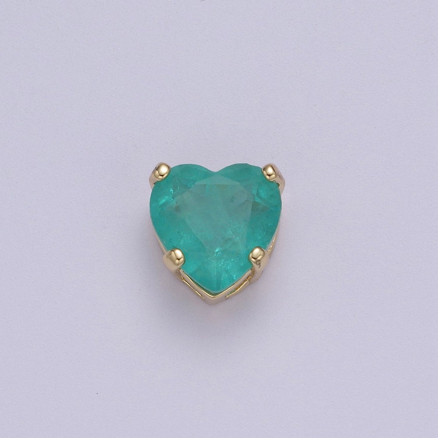 Aqua Blue Bling Heart Cubic Zirconia 24K Gold Filled | B-221