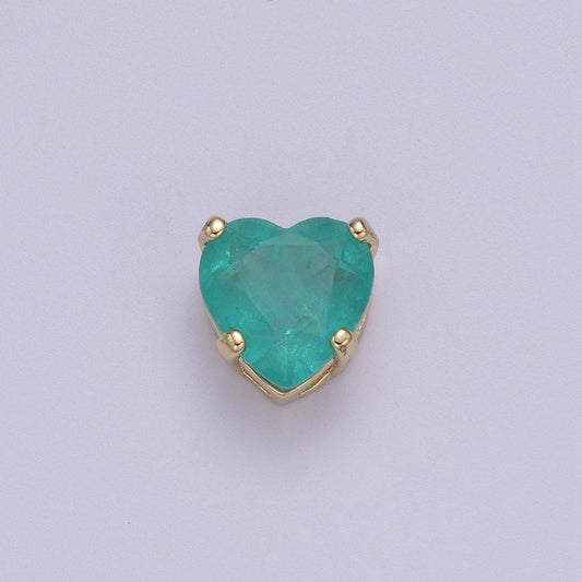 Aqua Blue Bling Heart Cubic Zirconia 24K Gold Filled | B-221