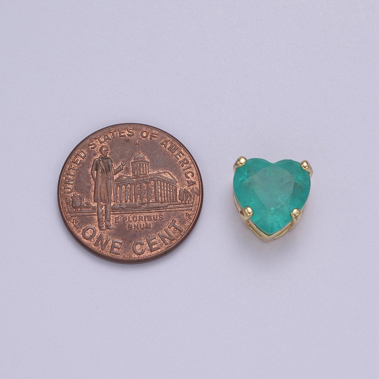 Aqua Blue Bling Heart Cubic Zirconia 24K Gold Filled | B-221