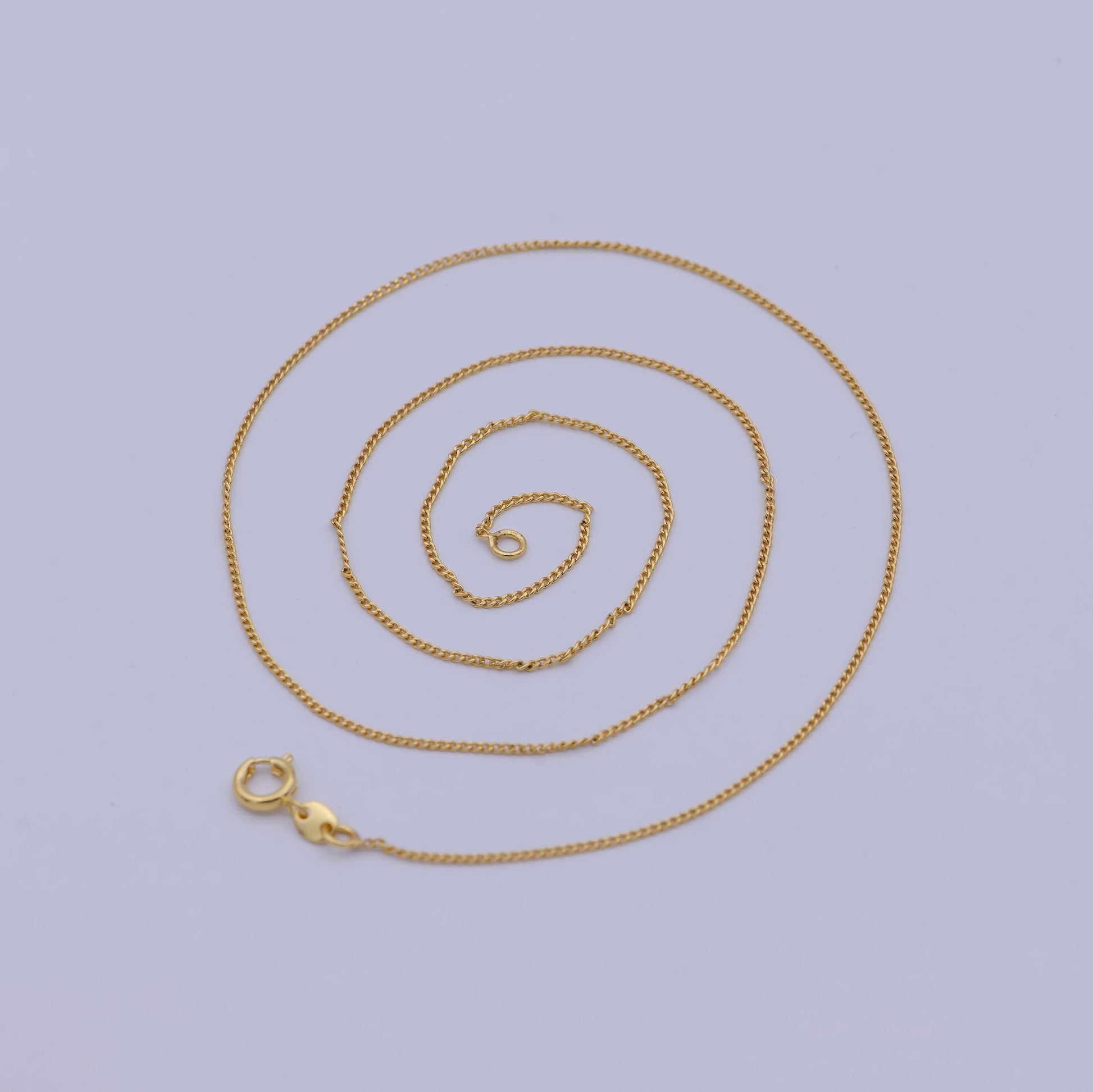 1pc 19.5", 1mm Ready to Use Gold Cuban Curb Necklace Chain, Dainty Layering Curb Chain Bold Necklace, For Pendant Charm Necklace, WA-504
