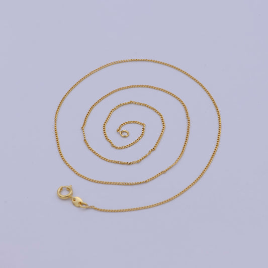 1pc 19.5", 1mm Ready to Use Gold Cuban Curb Necklace Chain, Dainty Layering Curb Chain Bold Necklace, For Pendant Charm Necklace, WA-504