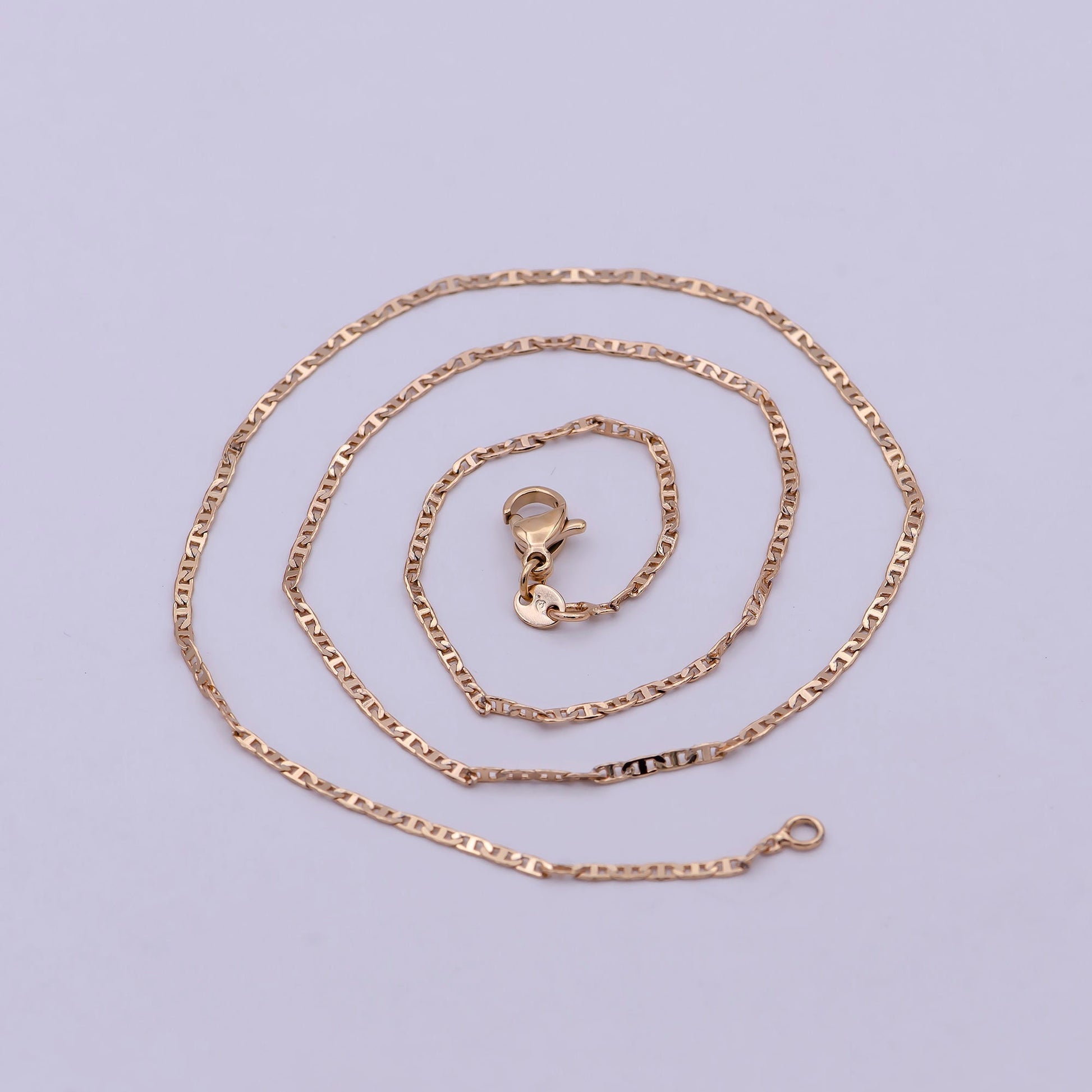 1.5mm Mariner Anchor Link Chain Necklace Rose Gold Filled Necklace 17.5 Inch Long | WA-544