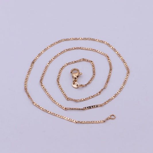 1.5mm Mariner Anchor Link Chain Necklace Rose Gold Filled Necklace 17.5 Inch Long | WA-544