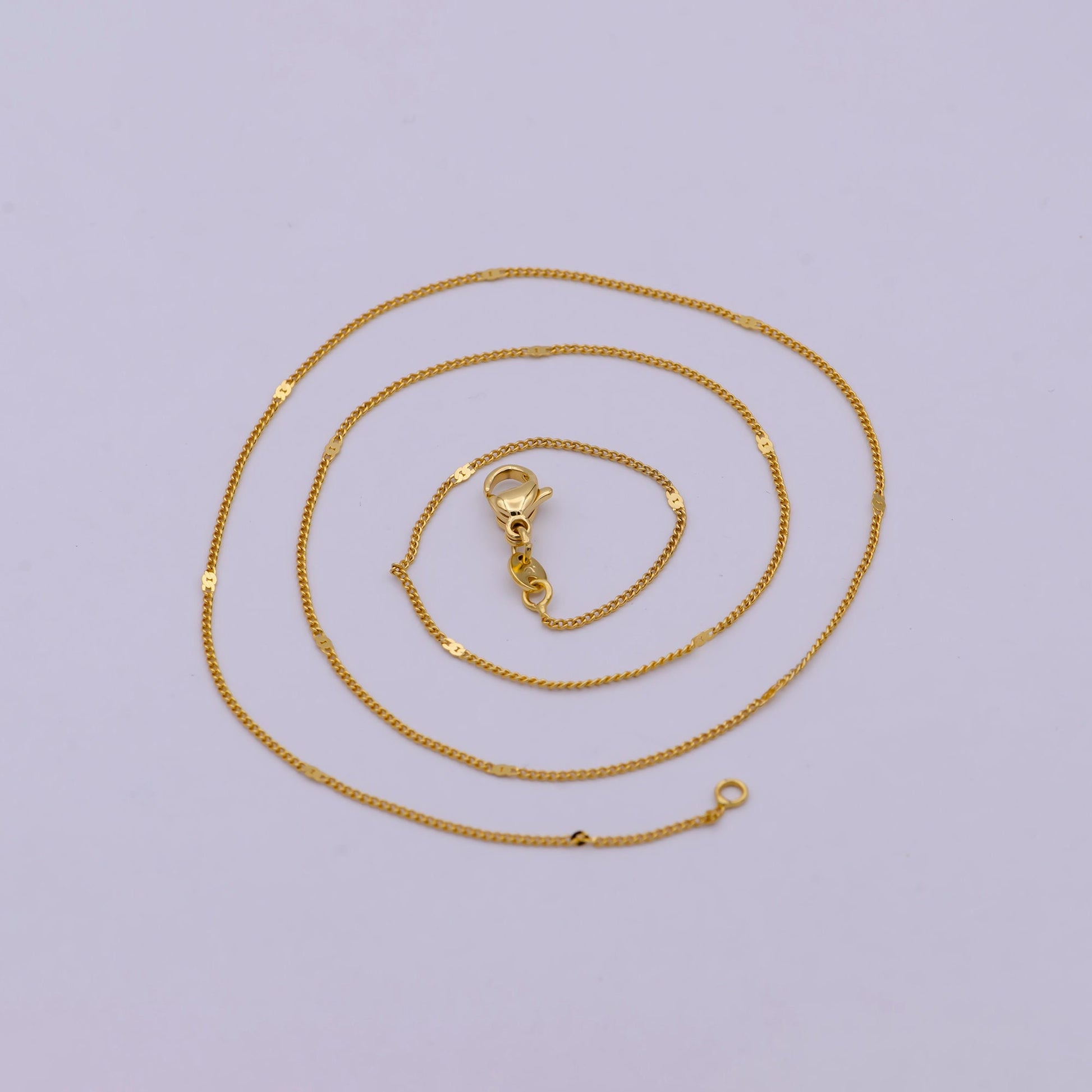 Layering Necklace - Simple Chain Necklace - Curb Chain Necklace - Minimalist Jewelry 18 Inches Long 0.9 mm Thick | WA-539