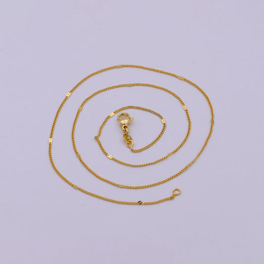 Layering Necklace - Simple Chain Necklace - Curb Chain Necklace - Minimalist Jewelry 18 Inches Long 0.9 mm Thick | WA-539