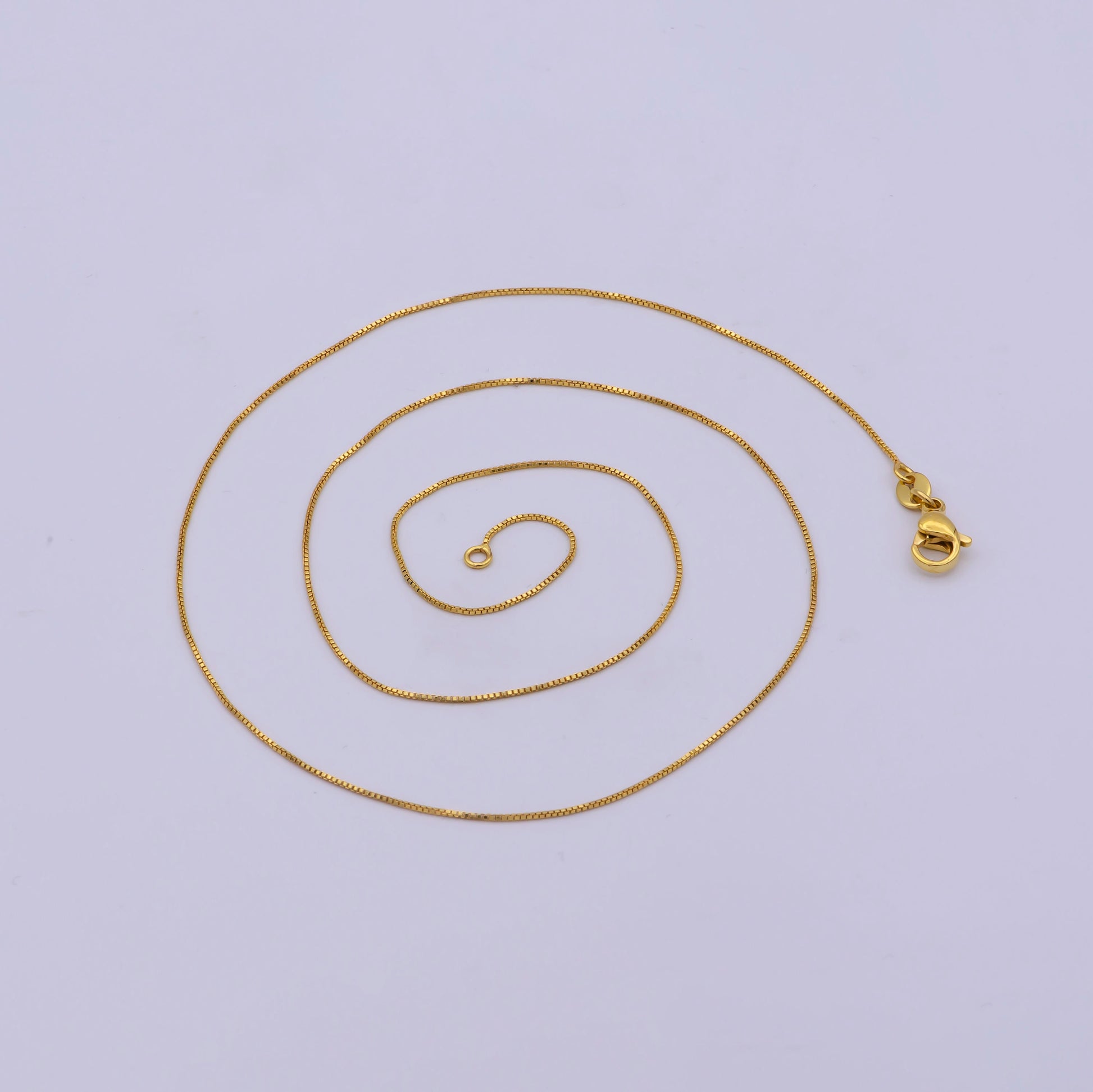1pc 17.9'' ready to wear Gold Square Box Chain Necklace, Layering Dainty Box Chain For Jewelry Making with Pendant Charm , WA-417