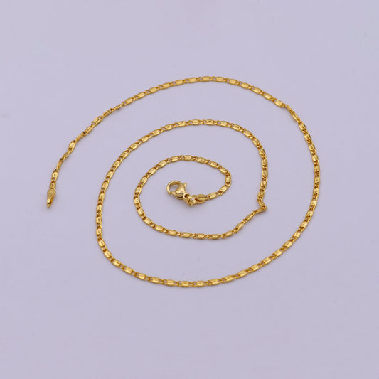 Dainty Snail Chain Necklace, Gold Scroll Chain, S Curb Chain, 24K Gold Filled Necklace 18 inch long 1.7 mm width | WA-536