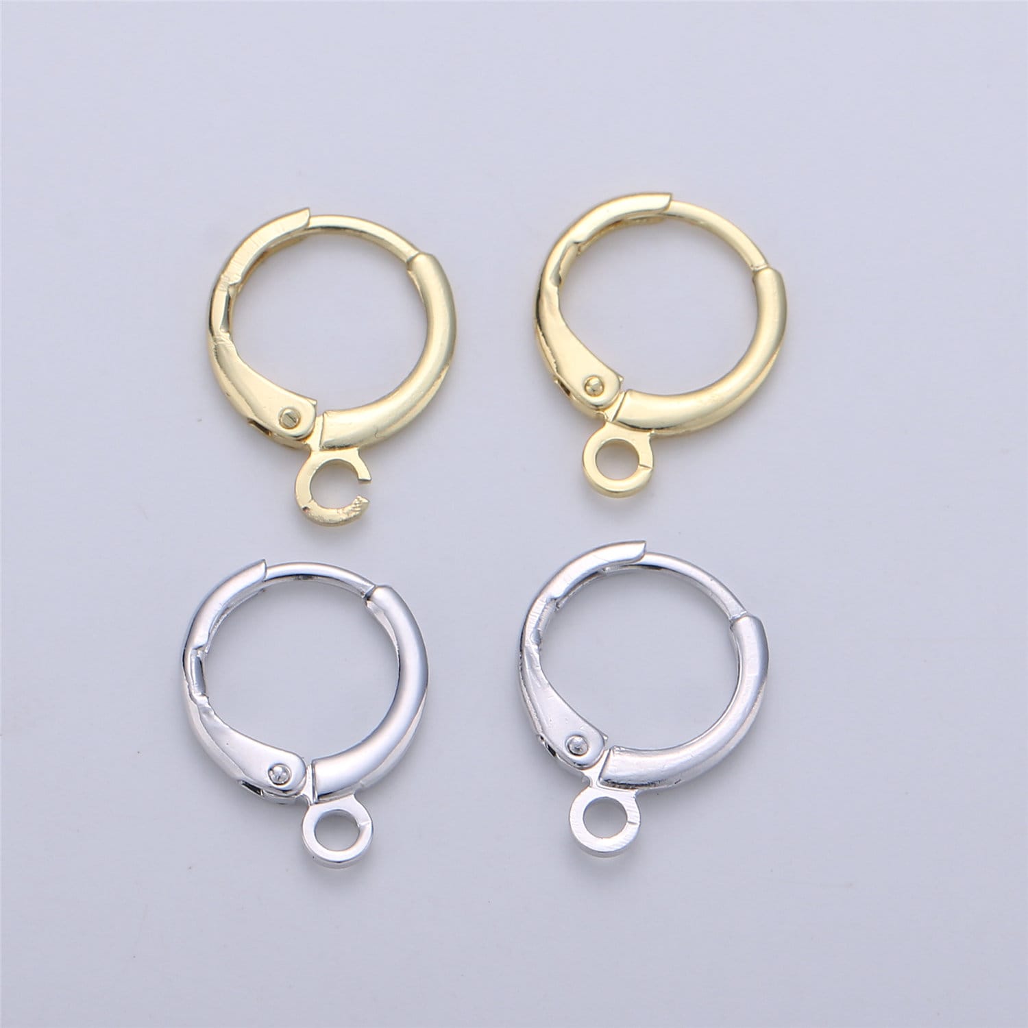 Simple Round 10mm One Touch Earring jewelry Making, Earring supplies 24K Gold Filled huggie hoop earring with Open Link for Charm
