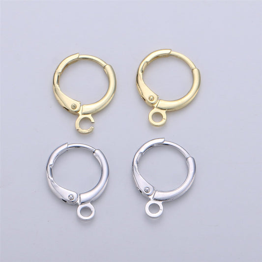 Simple Round 10mm One Touch Earring jewelry Making, Earring supplies 24K Gold Filled huggie hoop earring with Open Link for Charm