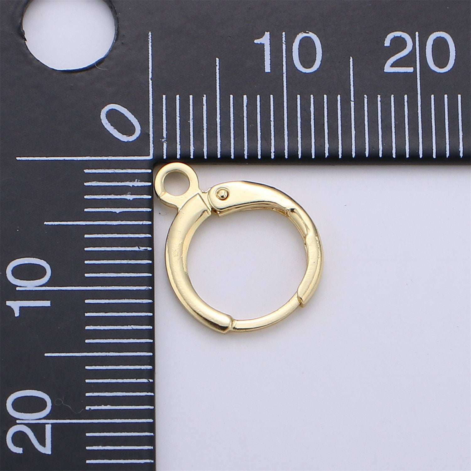 Simple Round 10mm One Touch Earring jewelry Making, Earring supplies 24K Gold Filled huggie hoop earring with Open Link for Charm