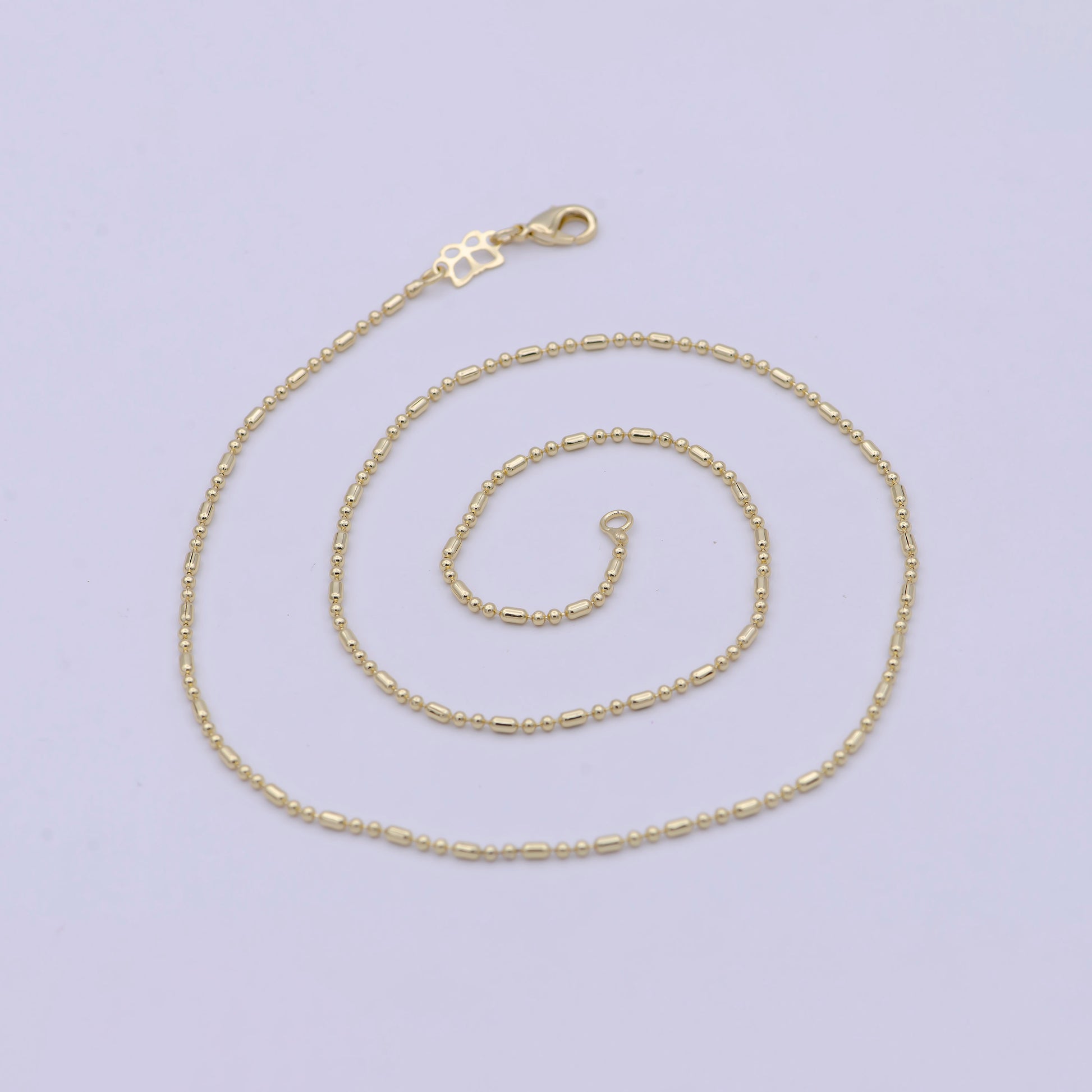 Dainty 14K Gold Plated Beaded Chain Necklace Ball chain necklace 18 inch Ready to Wear WA-757