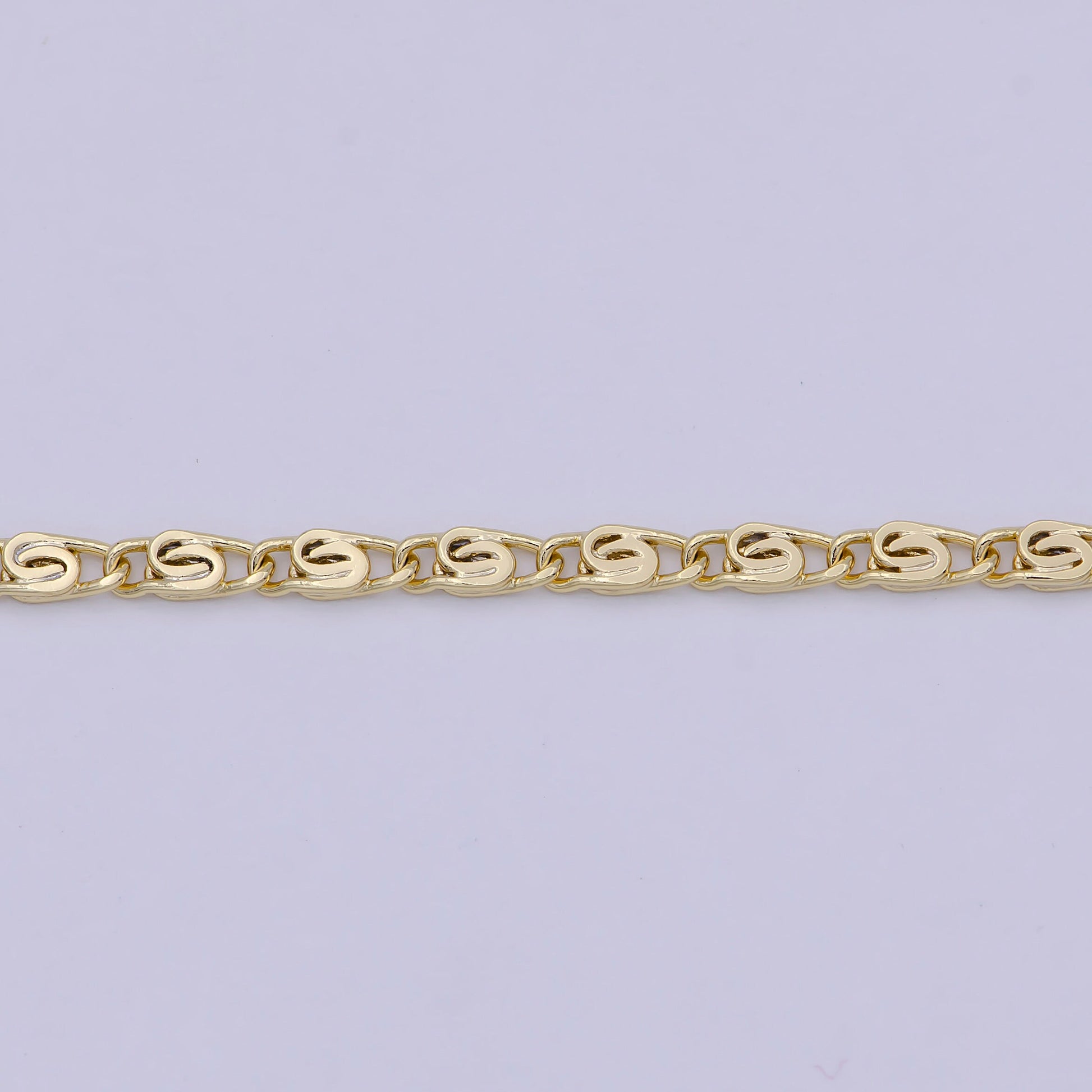 Gold Chain Necklace, Fine Scroll Gold Chain, Simple Gold Necklace, Thin Plain Women's Necklace 18 Inch WA-759