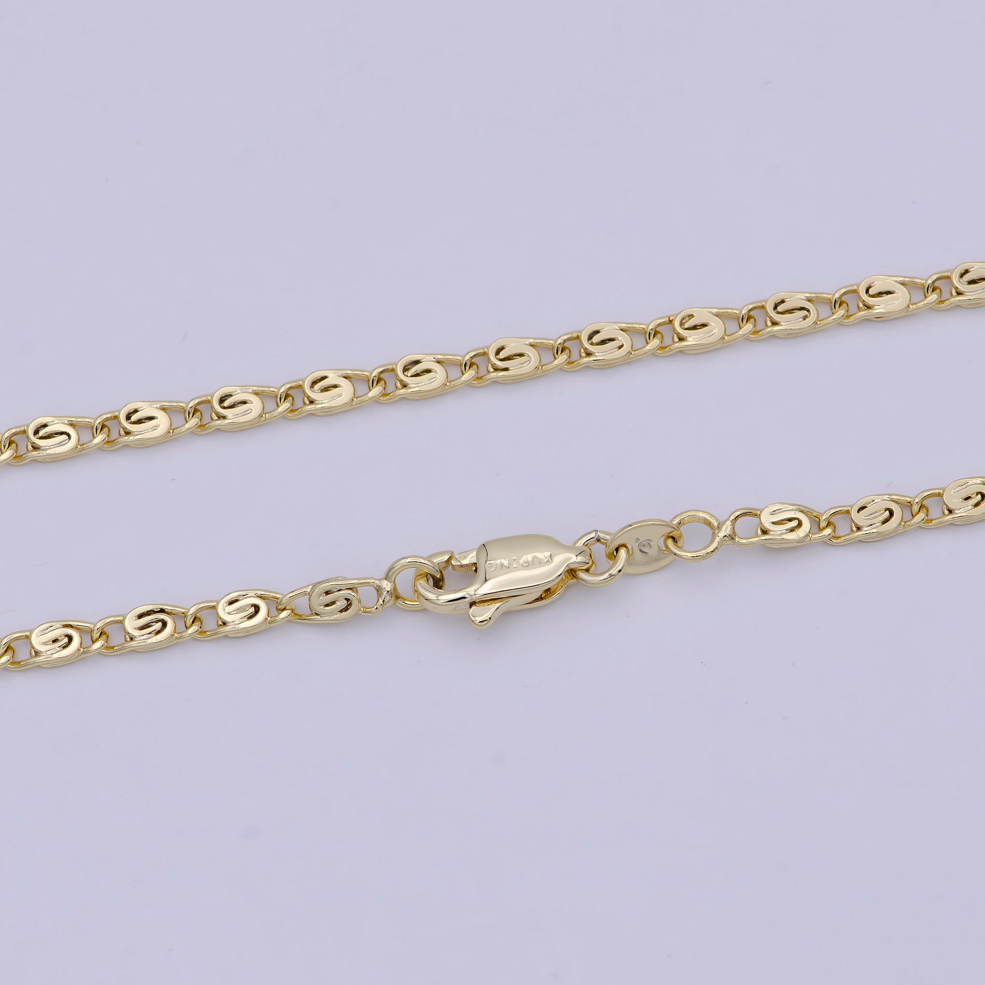 Gold Chain Necklace, Fine Scroll Gold Chain, Simple Gold Necklace, Thin Plain Women's Necklace 18 Inch WA-759