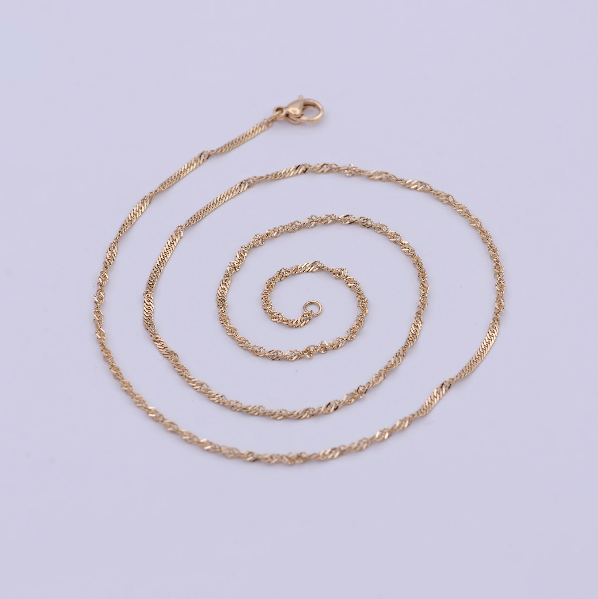 Gold Twist Chain Necklace, Unique Layer Chain Necklace Ready to Wear 20 Inch WA-760