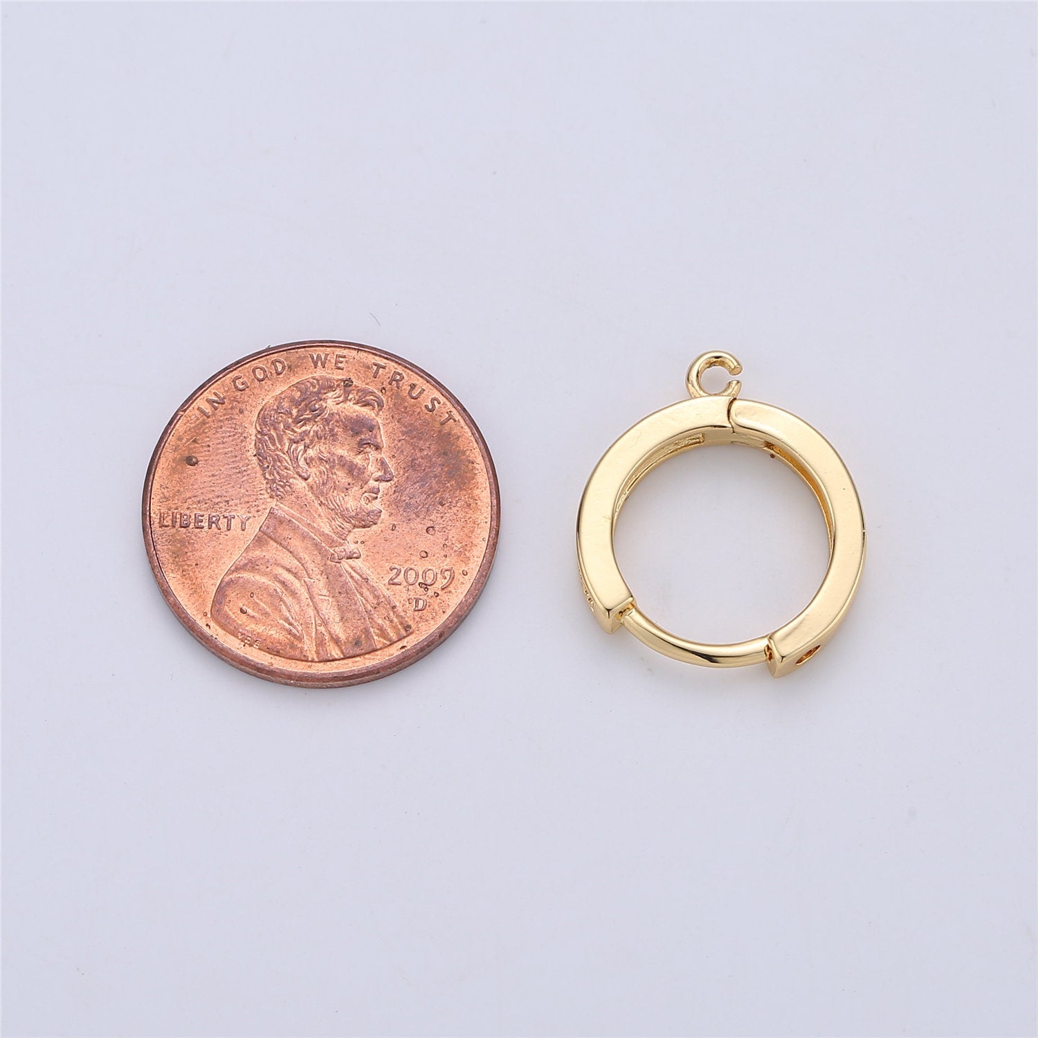 1 pair 18k Gold Filled Earring One Touch Earring jewelry Making, 15mm Gold huggie hoop earring with Micro Pave CZ Dainty Earring Charm K-161