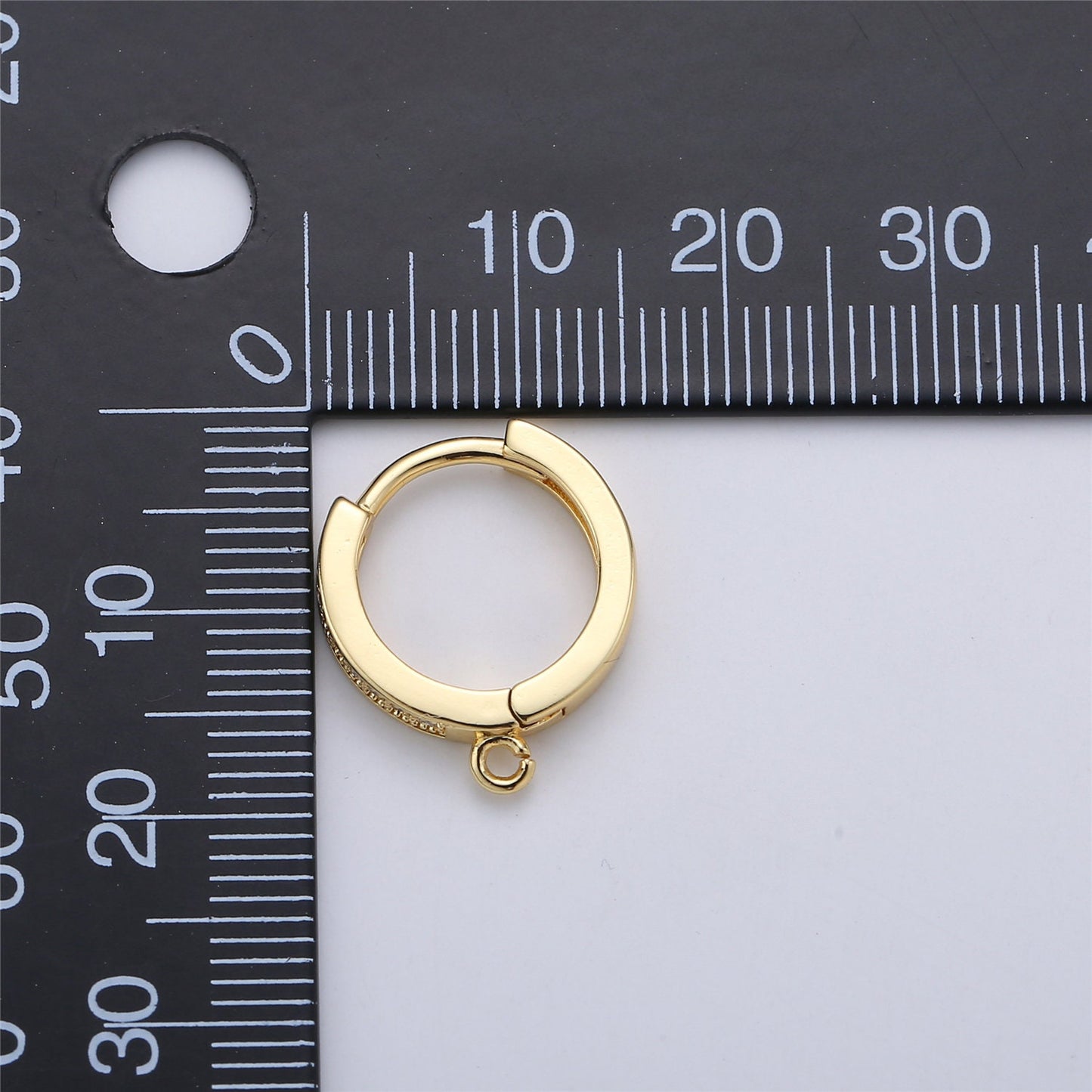 1 pair 18k Gold Filled Earring One Touch Earring jewelry Making, 15mm Gold huggie hoop earring with Micro Pave CZ Dainty Earring Charm K-161