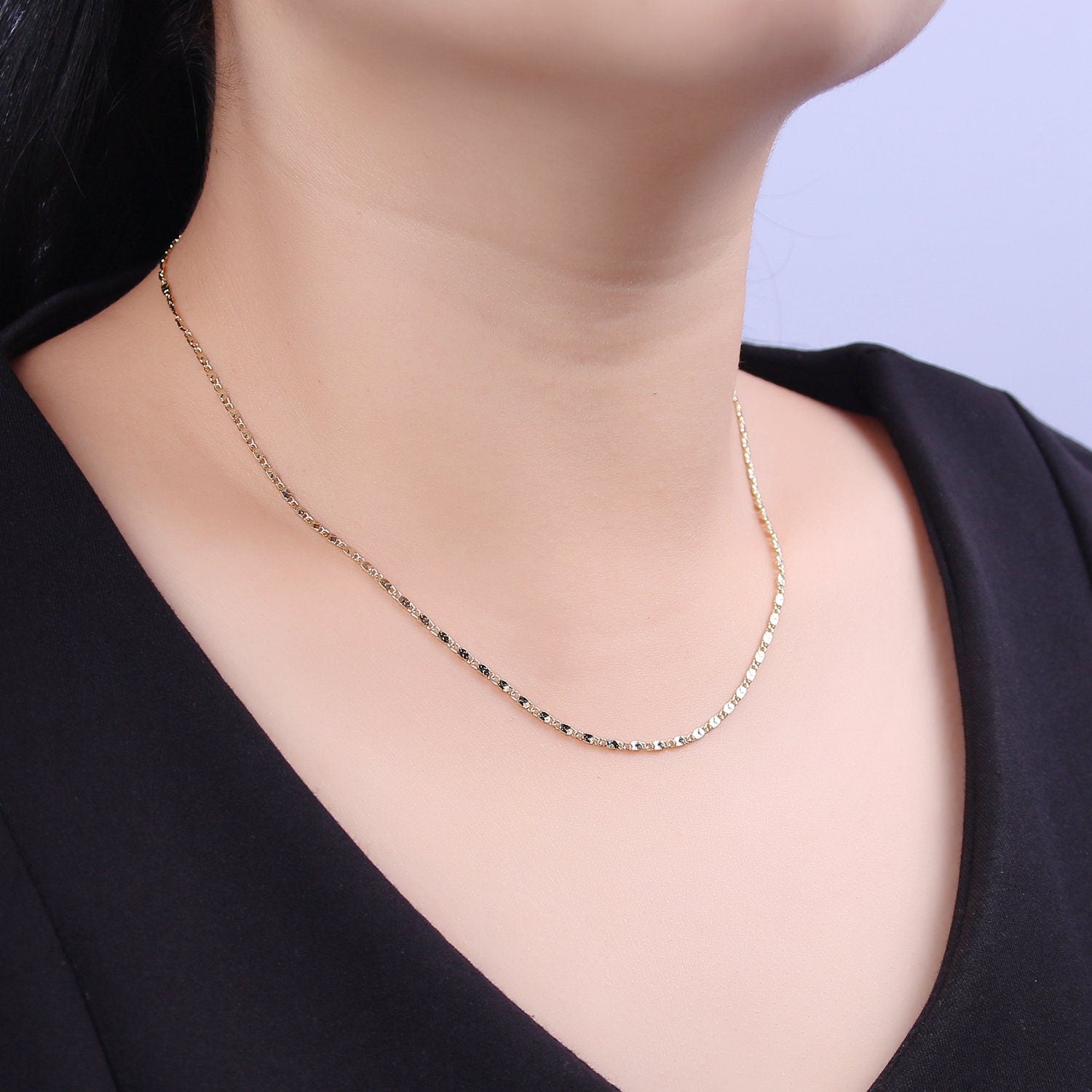 Dainty 14K Gold Filled Scroll Chain for Woman Necklace 17.7 inch WA-798
