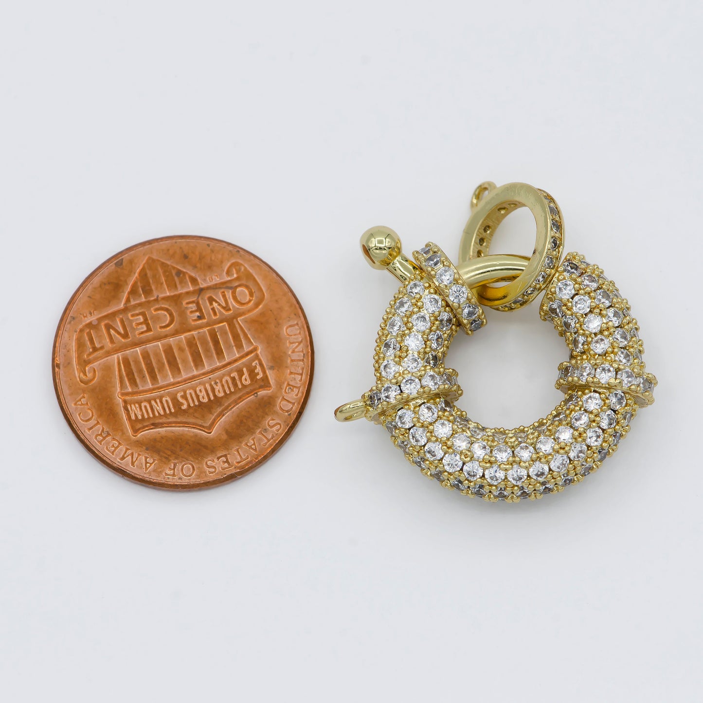 Gold Circle Ring CZ Gold Filled Push Gate Ring Charm For DIY Jewelry Making Necklace Bracelet Anklet- L-314