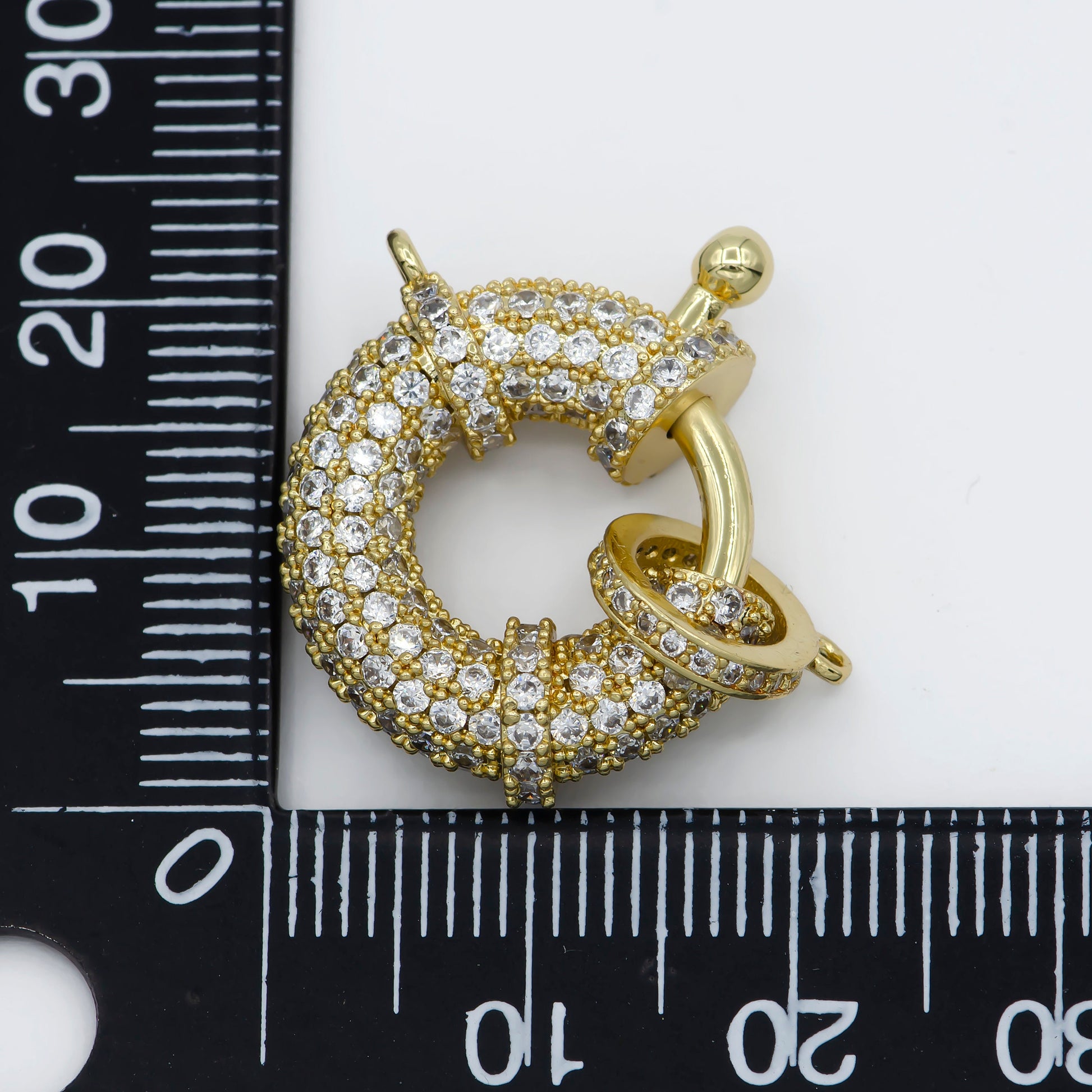 Gold Circle Ring CZ Gold Filled Push Gate Ring Charm For DIY Jewelry Making Necklace Bracelet Anklet- L-314
