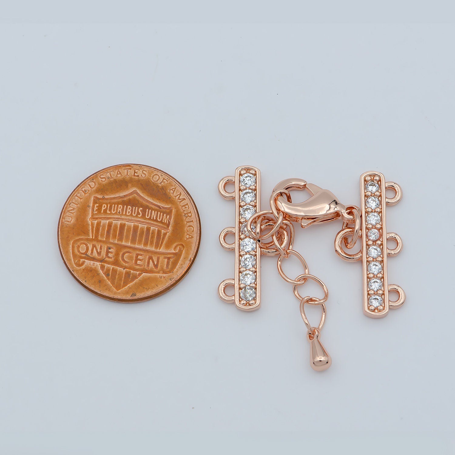 1 Set 24K Gold Filled Cubic Zircon Crystal Lobster Clasp Necklace Layer Chain Extender In Gold or Rose Gold - L-394 L-395