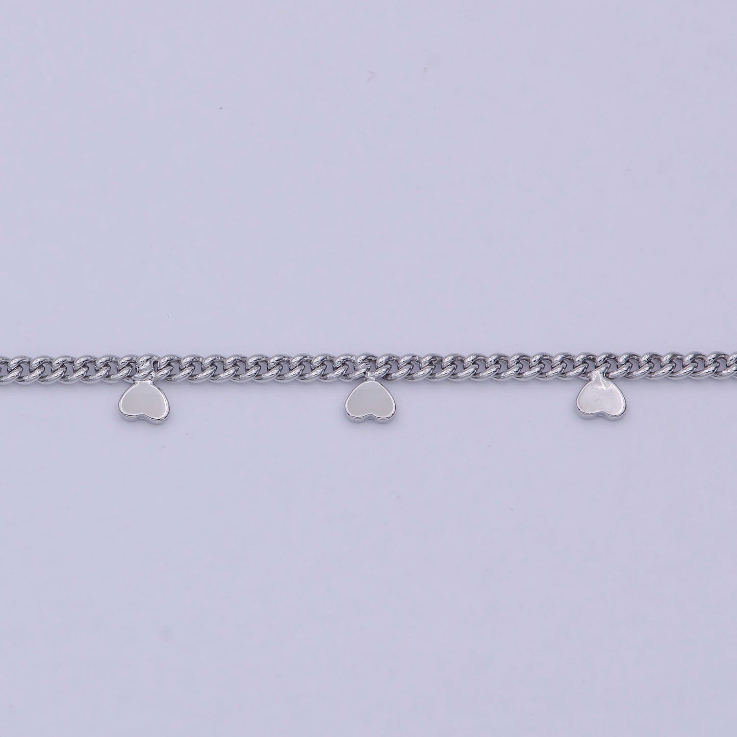 Dainty 1.6mm Width Curb Chain with Small Hearts, 24K Gold Filled Chain by Yard, Wholesale Unique Bulk Roll Chain For Jewelry Making, 644