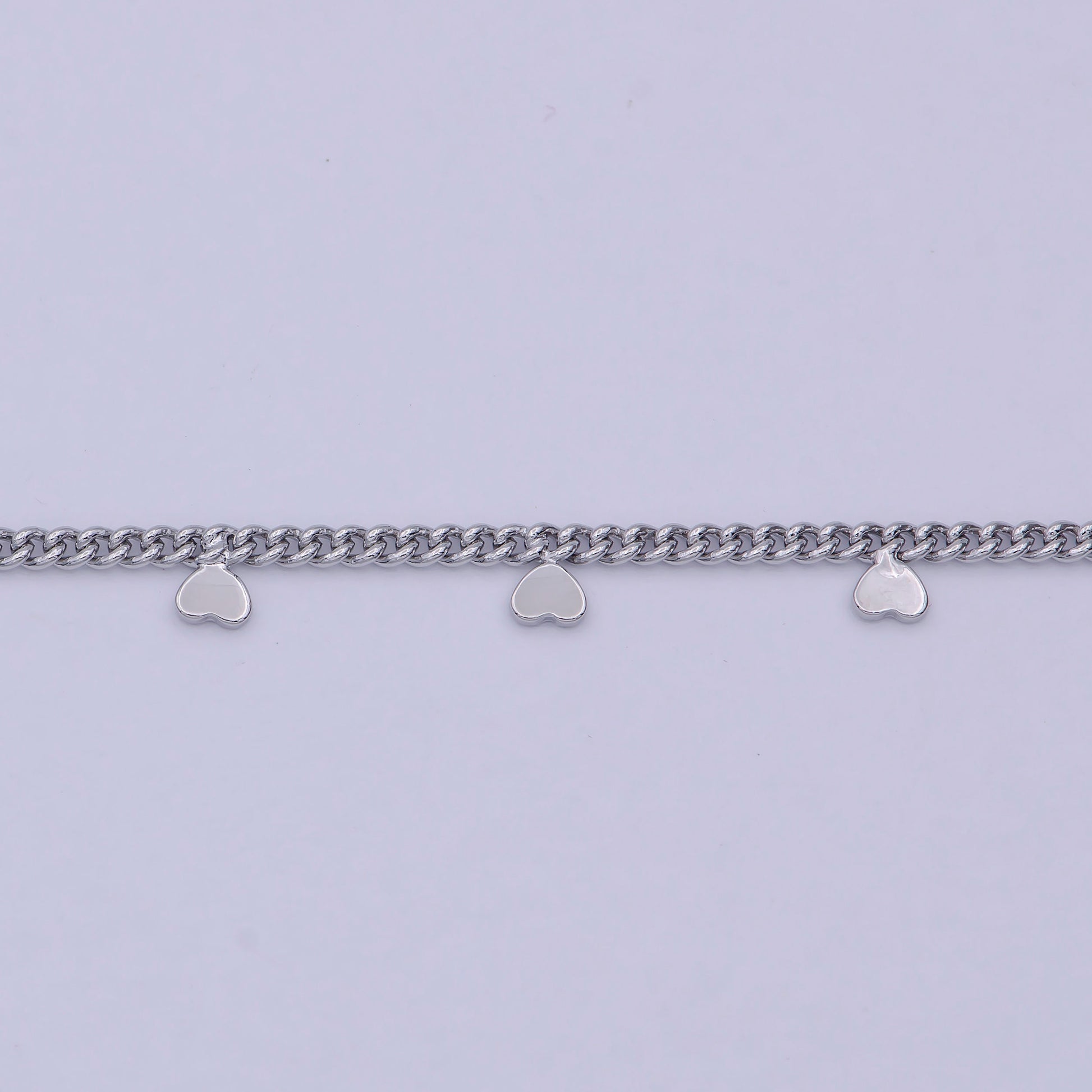 Dainty 1.6mm Width Curb Chain with Small Hearts, 24K Gold Filled Chain by Yard, Wholesale Unique Bulk Roll Chain For Jewelry Making, 644
