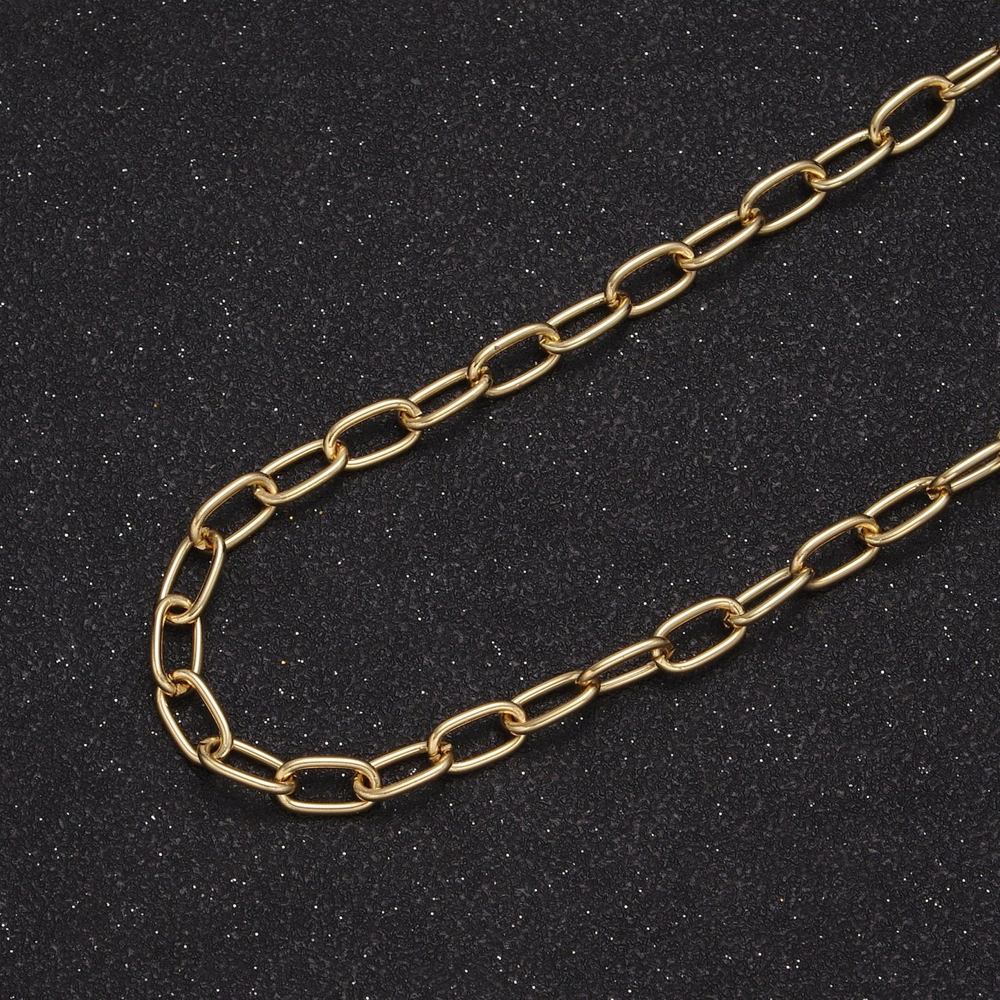 24K Gold Filled Paper Clip Chain by Yard, Size : 9.5X5mm Wholesale Bulk Paperclip Roll Chain, Jewelry Making Supply Component, 649
