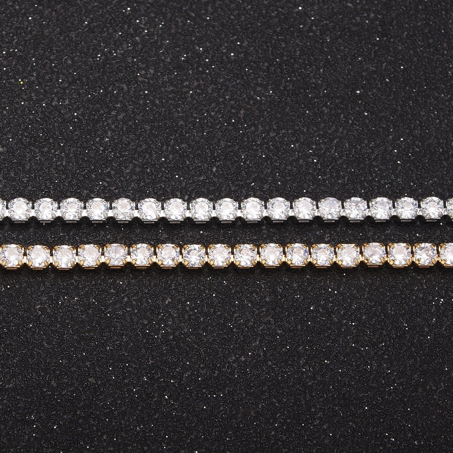 24K Gold Filled Tennis Chain by Yard, 3mm Width CZ Cubic Zirconia, Wholesale Bulk Roll Chain For Necklace Bracelet Anklet Making, 658