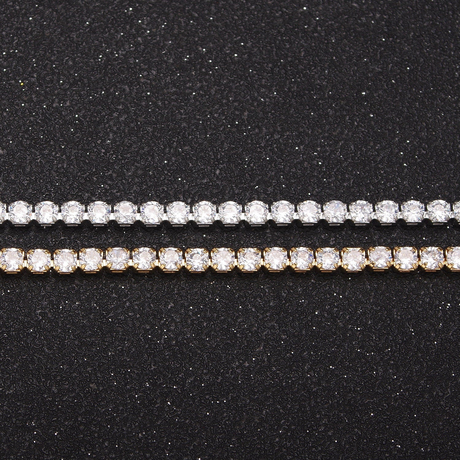 24K Gold Filled Tennis Chain by Yard, 3mm Width CZ Cubic Zirconia, Wholesale Bulk Roll Chain For Necklace Bracelet Anklet Making, 658
