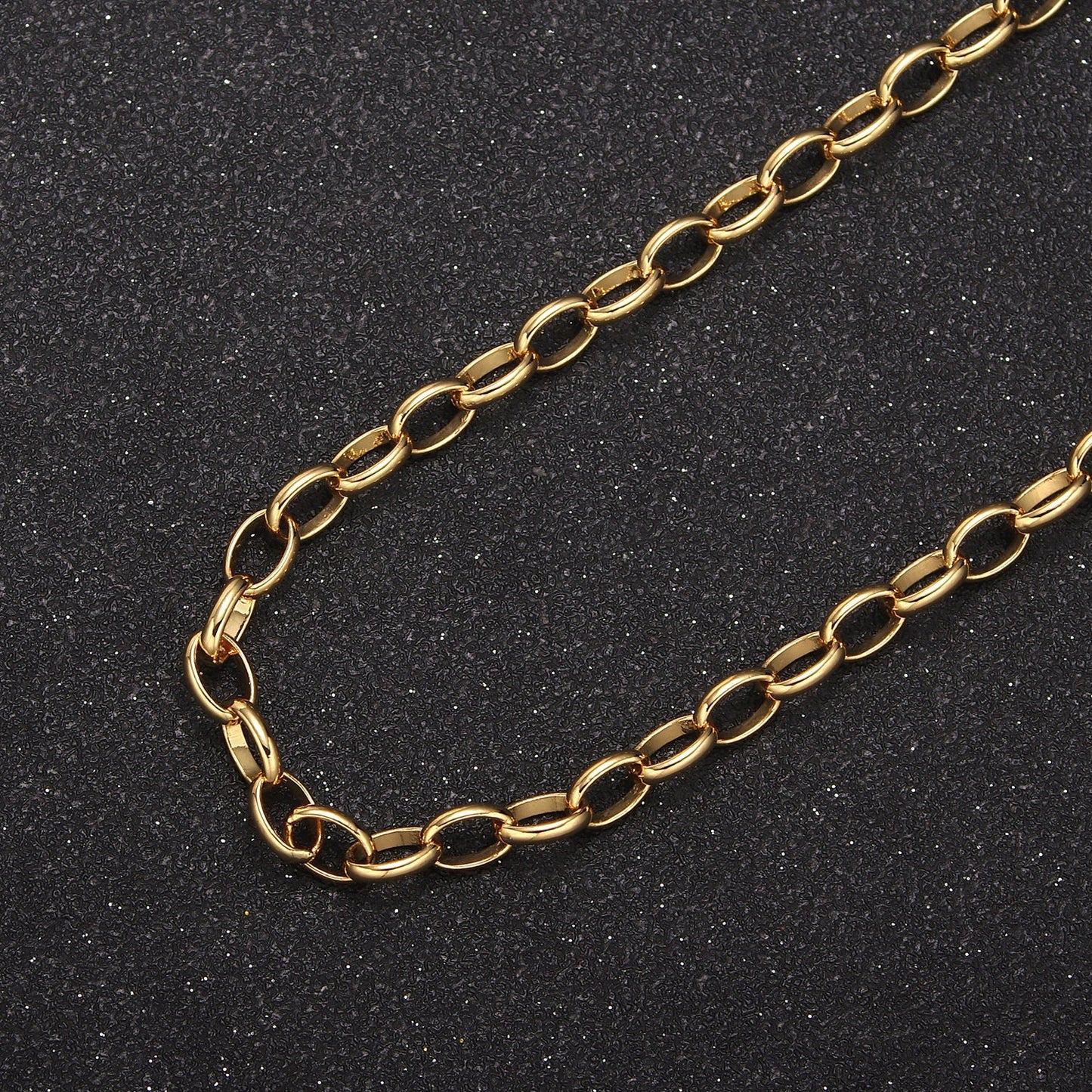 24K Gold Filled Oval Cable Chain by Yard, 5mm Width Chain in Gold & Silver Color, Wholesale Bulk Roll Chain For Jewelry Making, 662