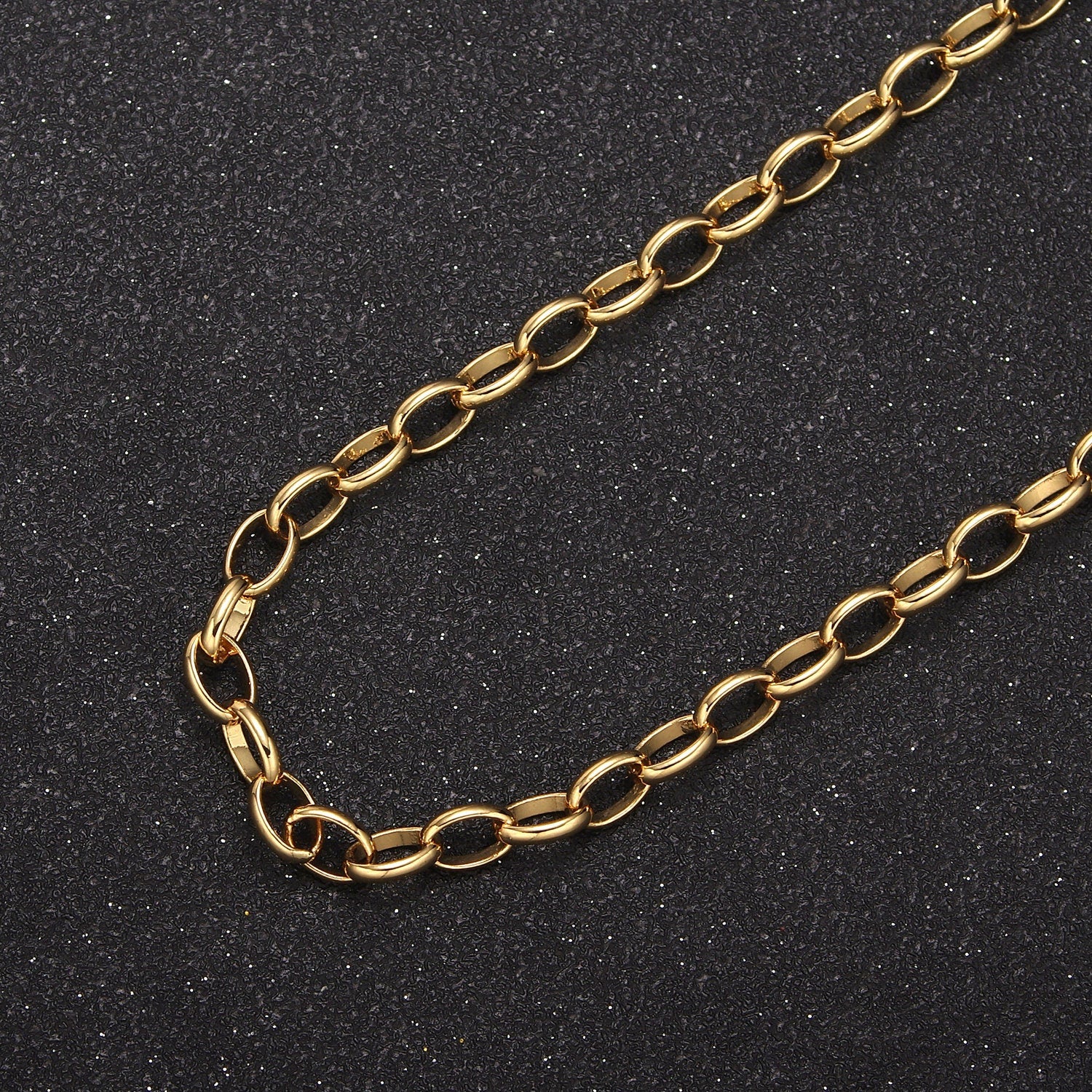 24K Gold Filled Oval Cable Chain by Yard, 5mm Width Chain in Gold & Silver Color, Wholesale Bulk Roll Chain For Jewelry Making, 662
